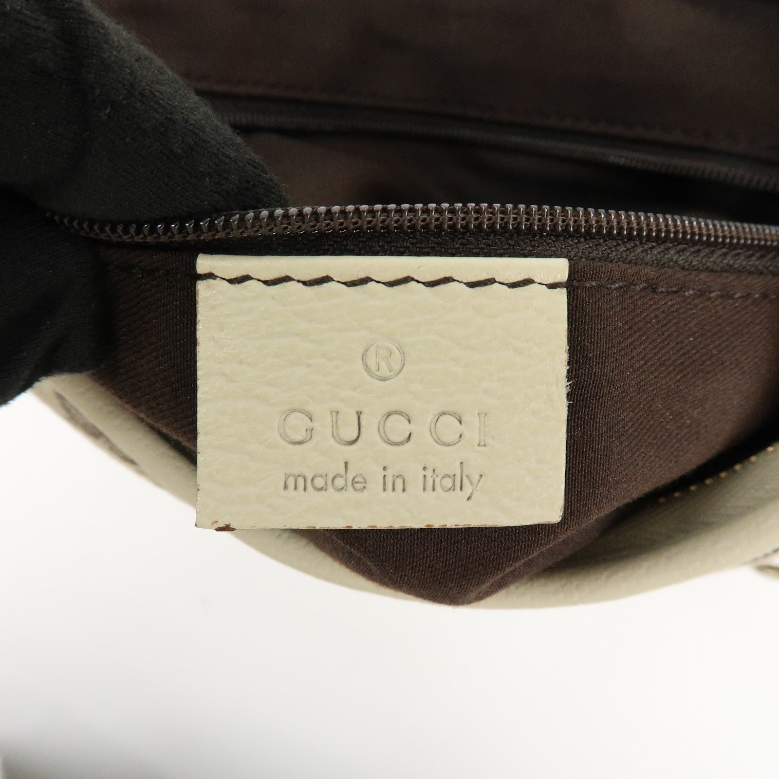 Gucci Abbey GG Canvas Leather Shoulder Bag Beige White 130738