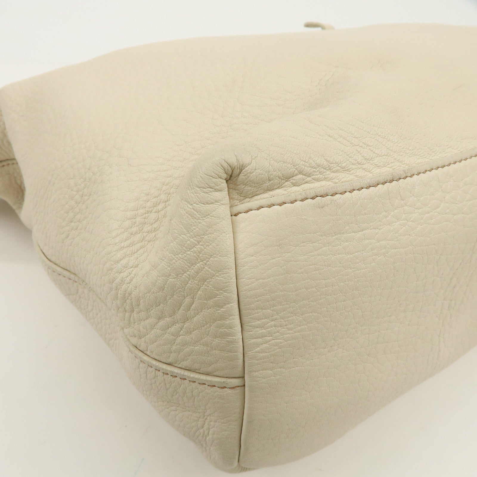 PRADA Logo Leather 2Way Bag Hand Bag Shoulder Bag Ivory