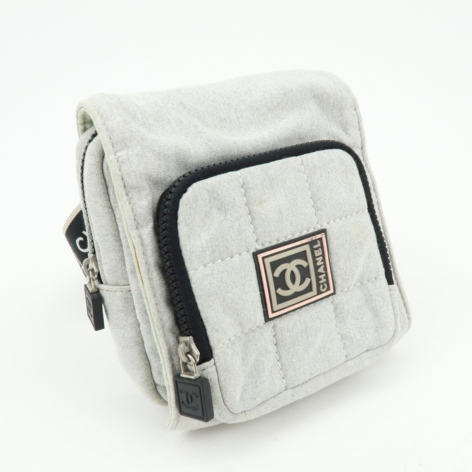 CHANEL CHANEL Sports COCO Mark Canvas Waist Bag Body Bag Gray