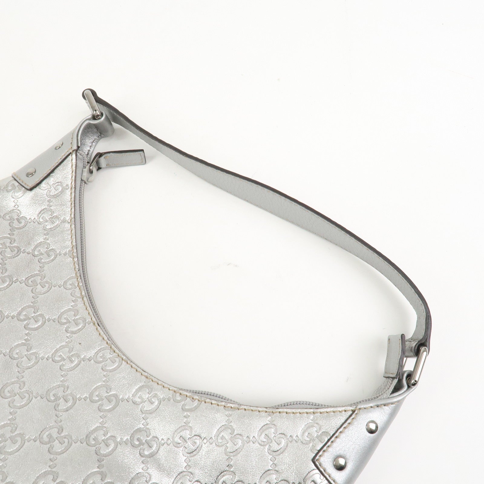 GUCCI Guccissima Leather Shoulder Bag Hand Bag Silver 239379