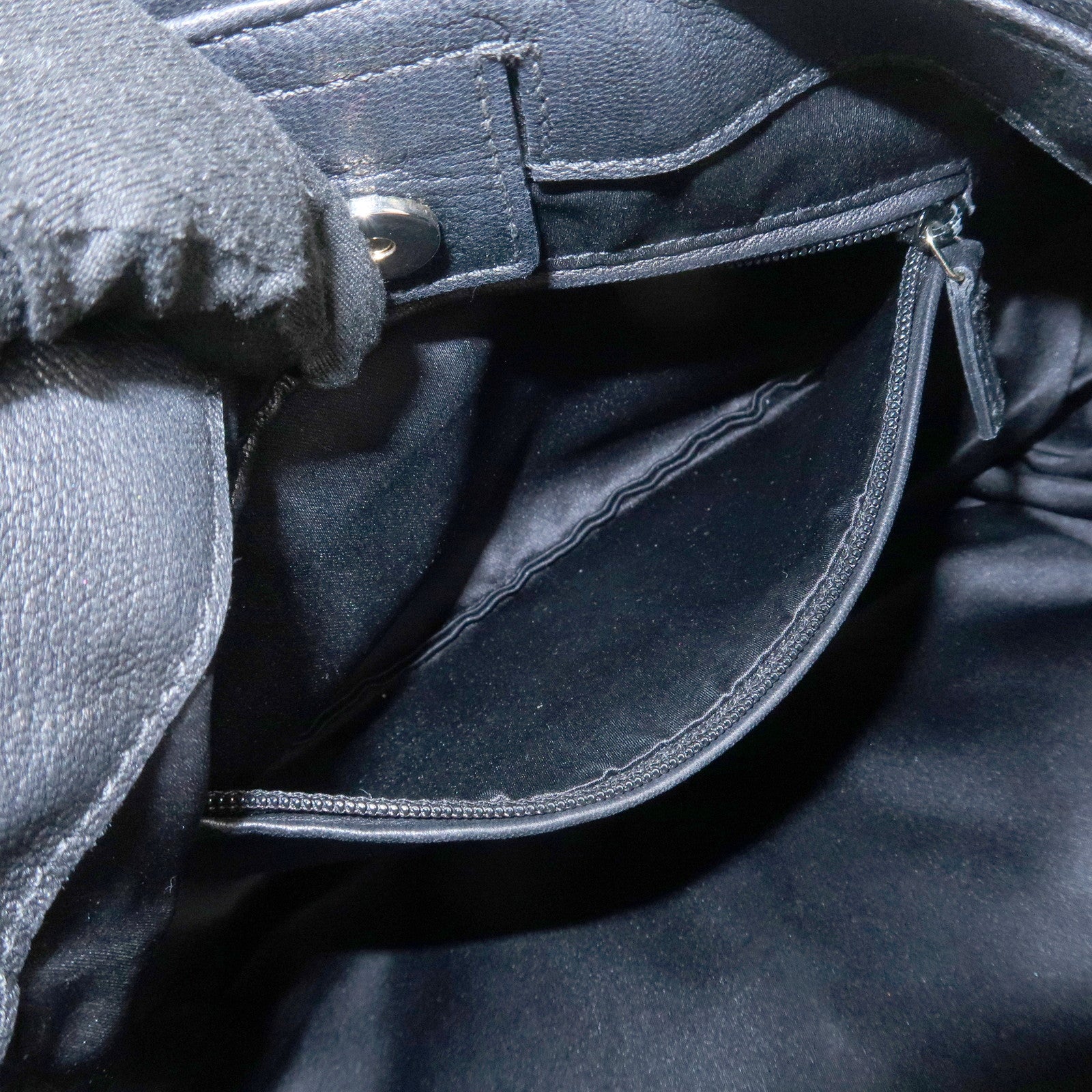 SAINT LAURENT Leather Shoulder Bag Hand Bag Black Silver HDW