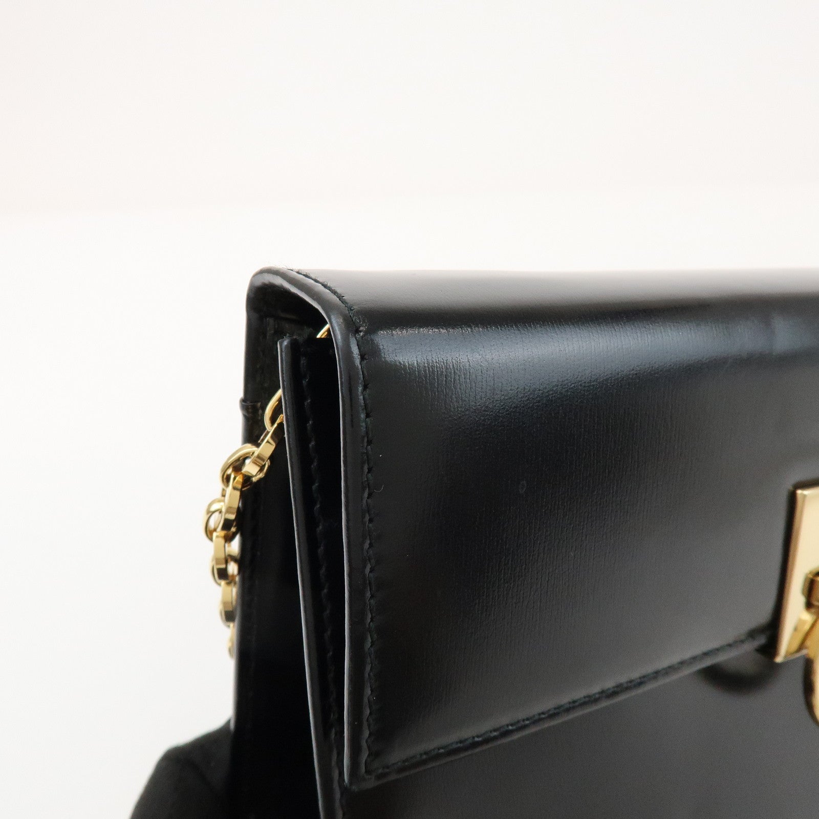 Ferragamo Gancini Leather Chain Shoulder Bag Black