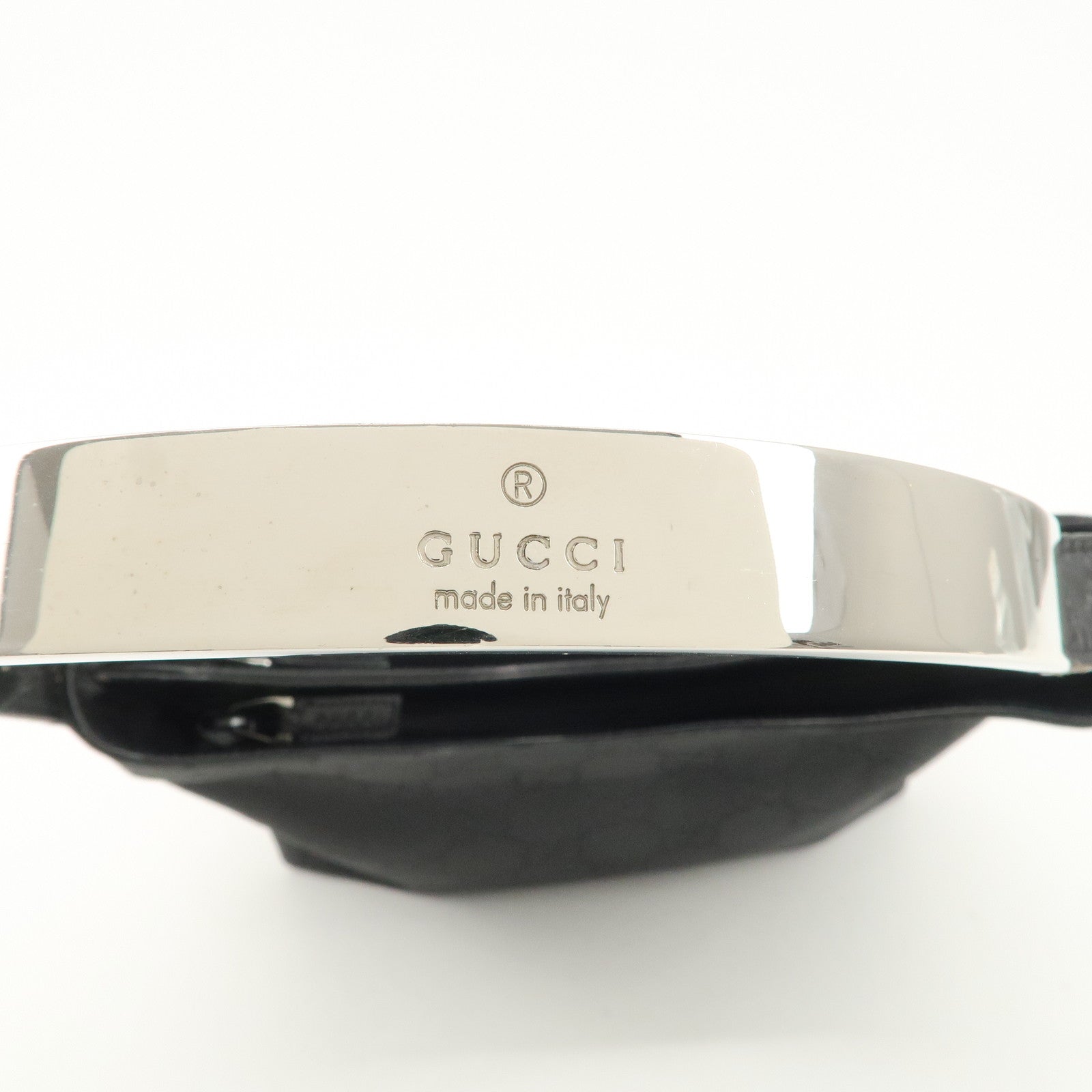 GUCCI GG Nylon Leather Shoulder Bag Hand Bag Silver HDW Black 31769 Used