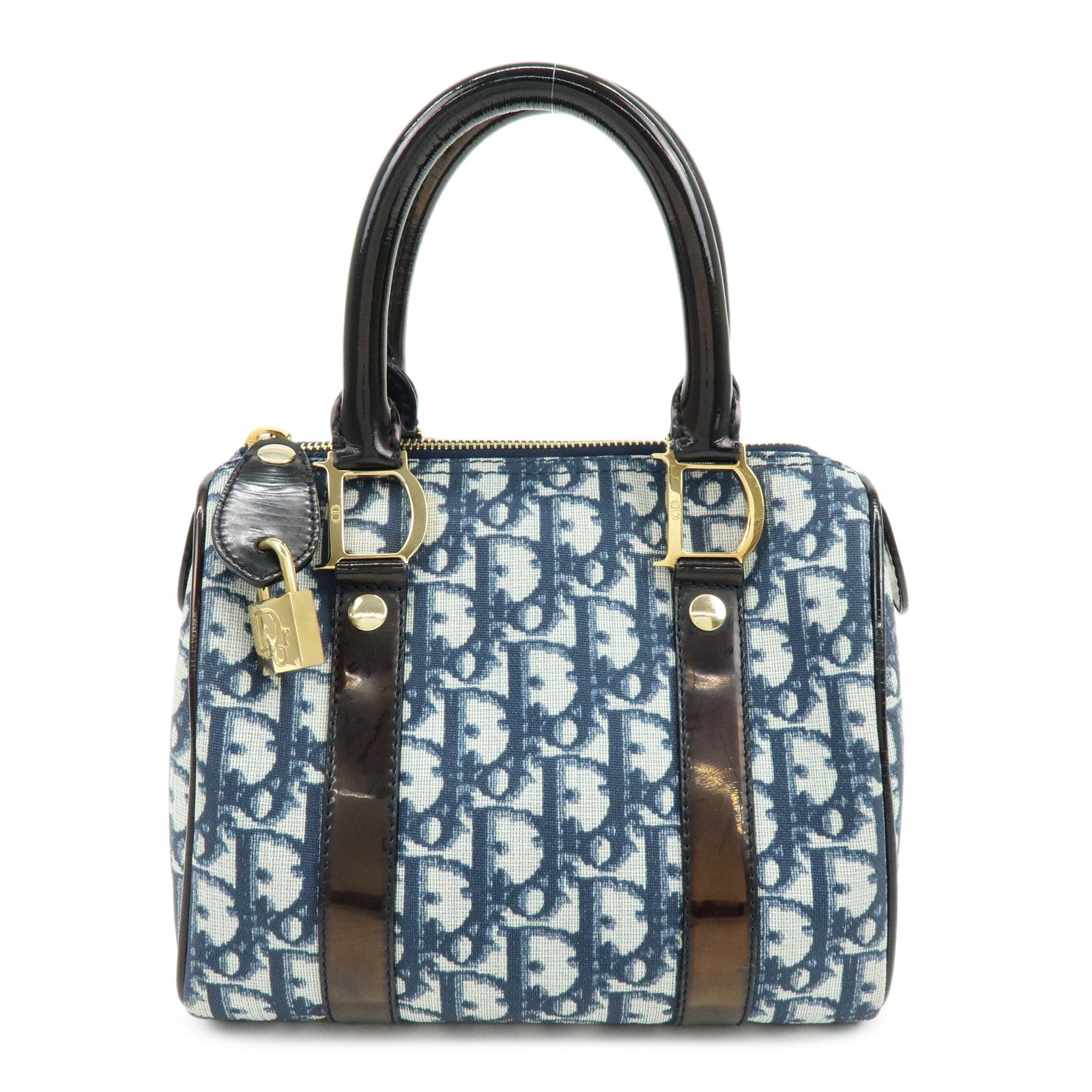 Christian Dior Trotter PVC Canvas Patent Leather Mini Boston Bag