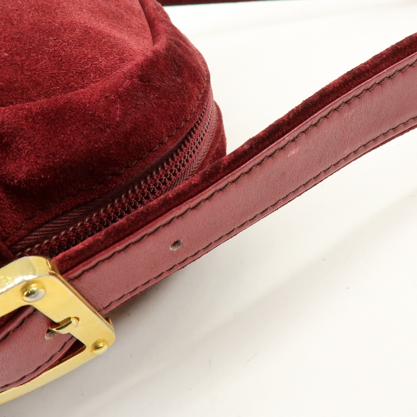 LOEWE Anagram Suede Shoulder Bag Crossbody Bag Bordeaux