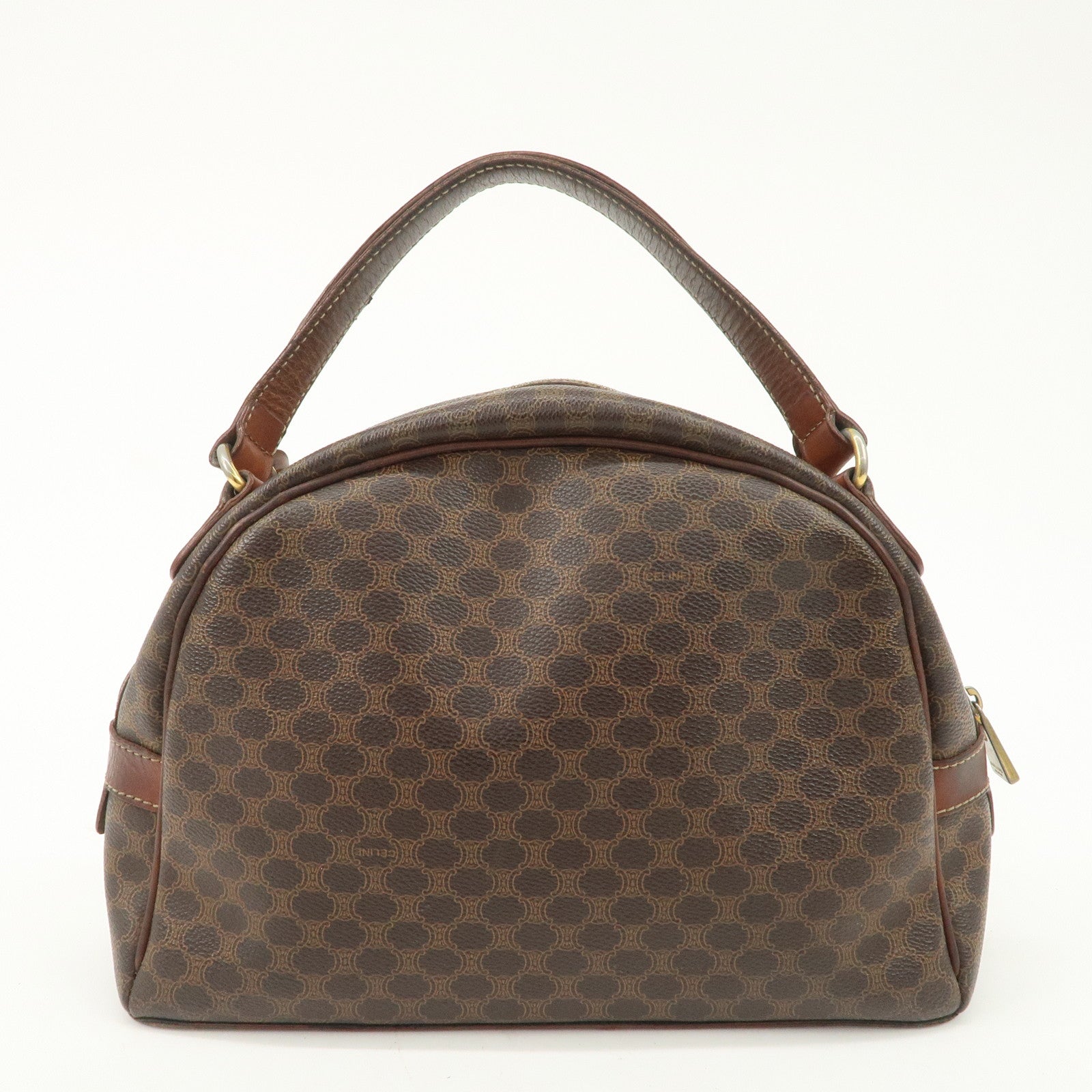 CELINE Macadam PVC Leather Hand Bag Brown Gold HDW
