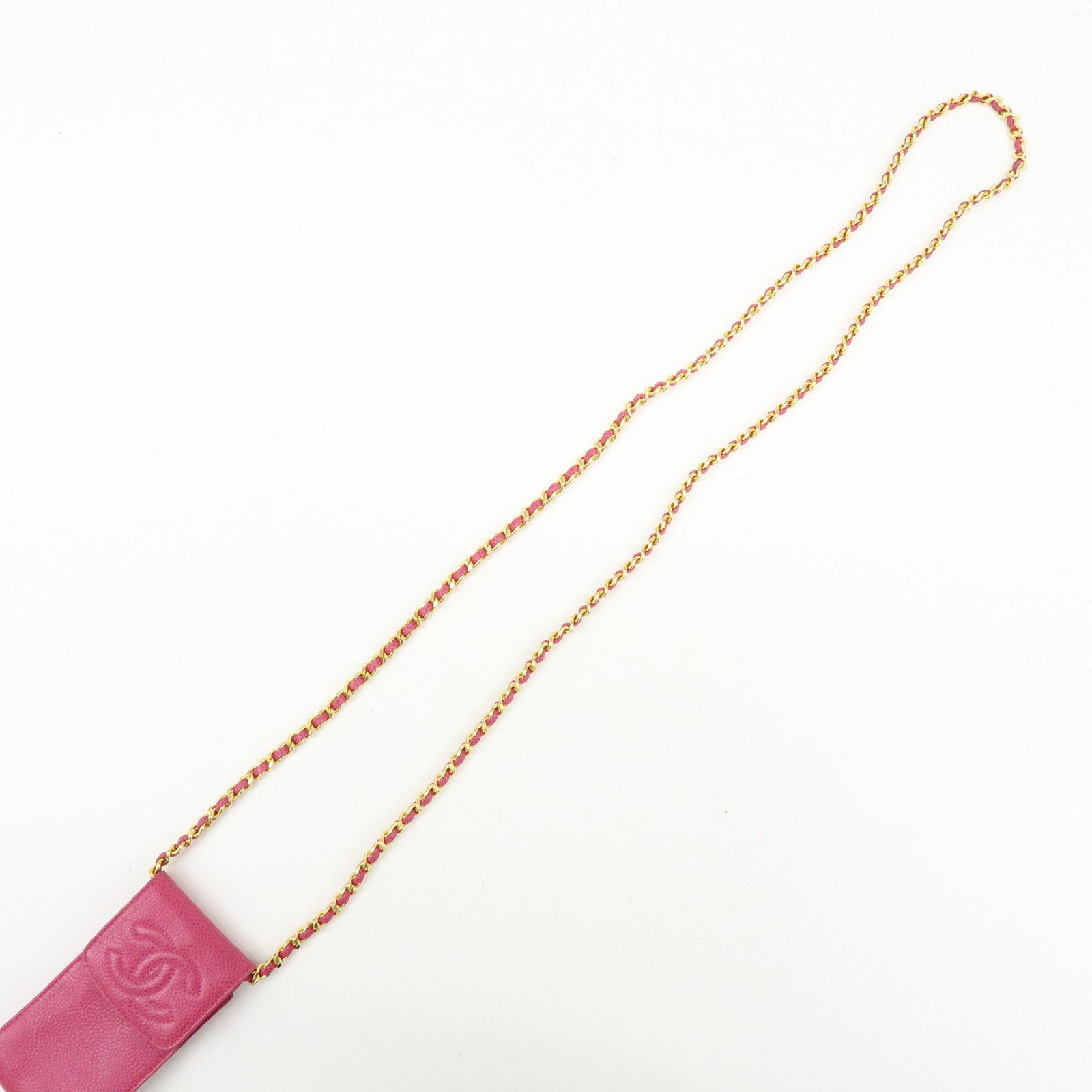 CHANEL COCO Mark Caviarskin Chain Shoulder Bag Phone Pouch Pink