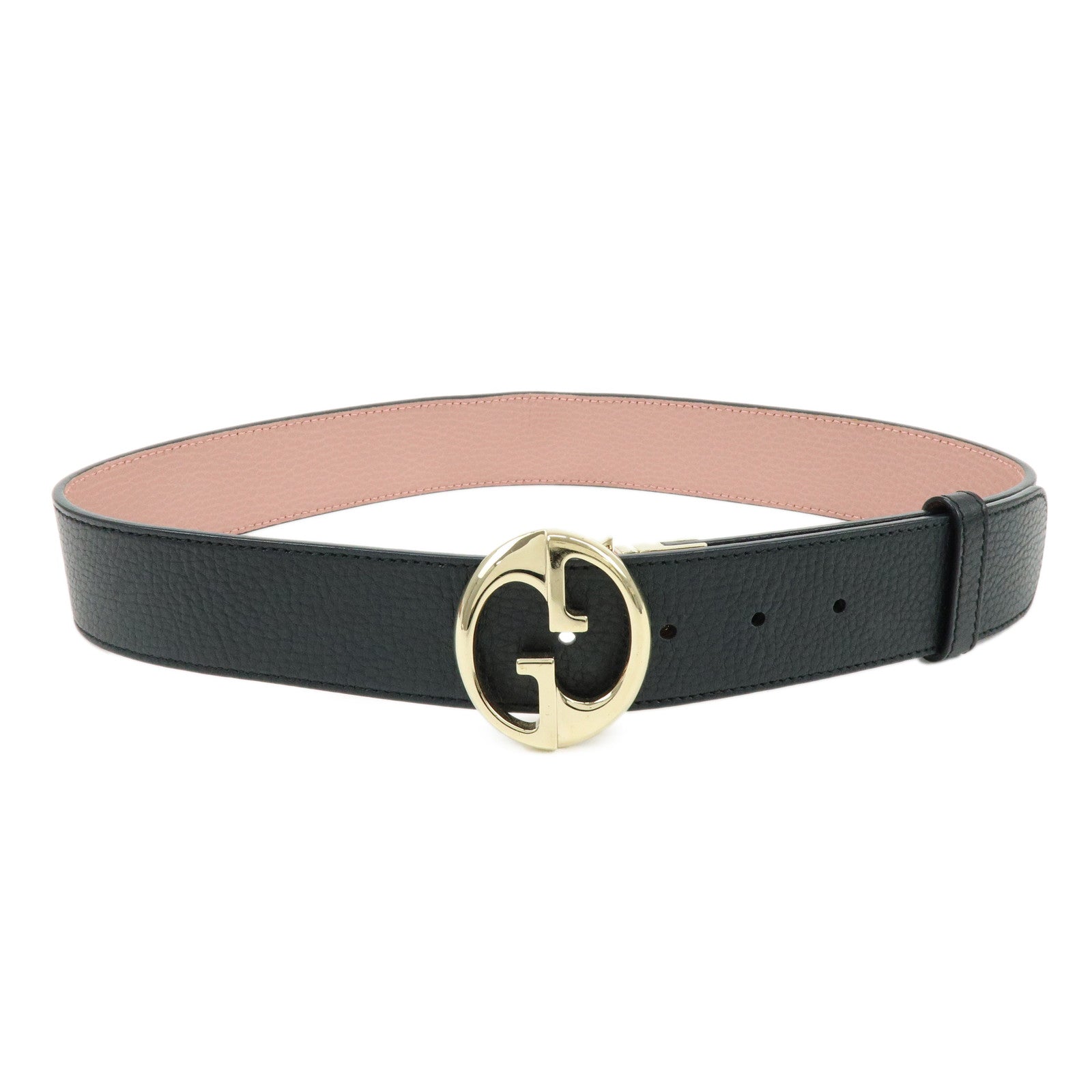 GUCCI Logo Leather Reversible Belt 80/32 Black Pink