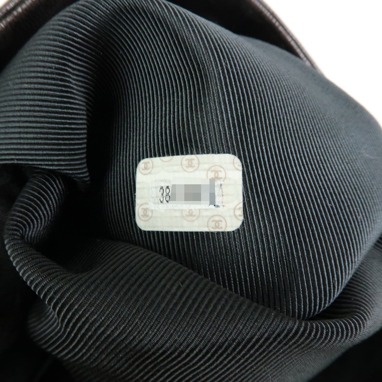 CHANEL COCO Mark Lamb Skin Tote Bag Shoulder Bag Dark Brown