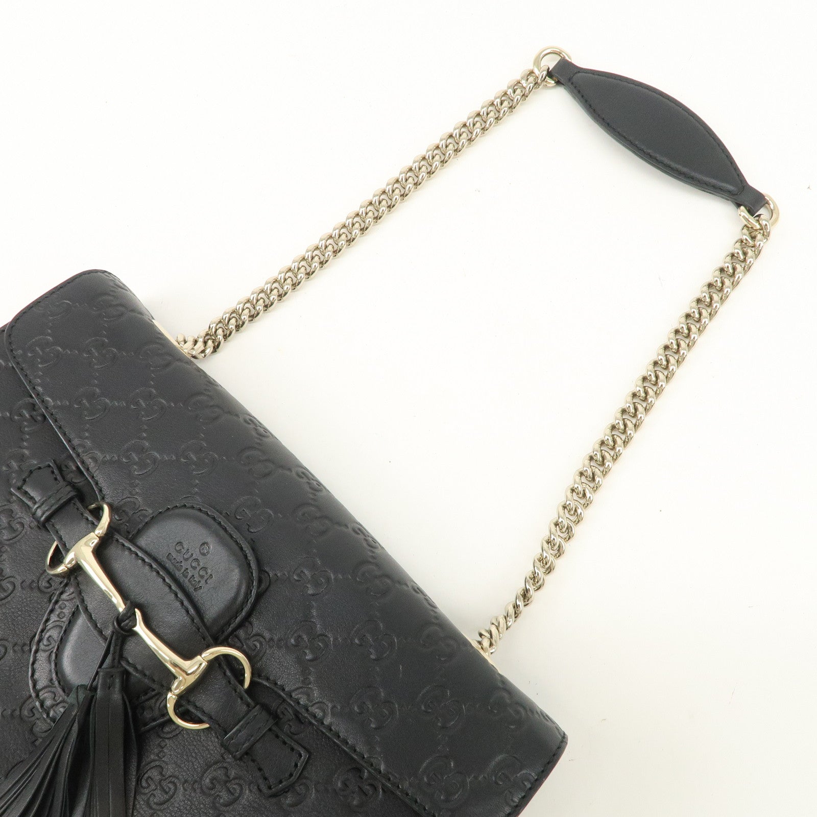 GUCCI Horsebit Guccissima Emily Leather Chain Shoulder Bag 295402 Used