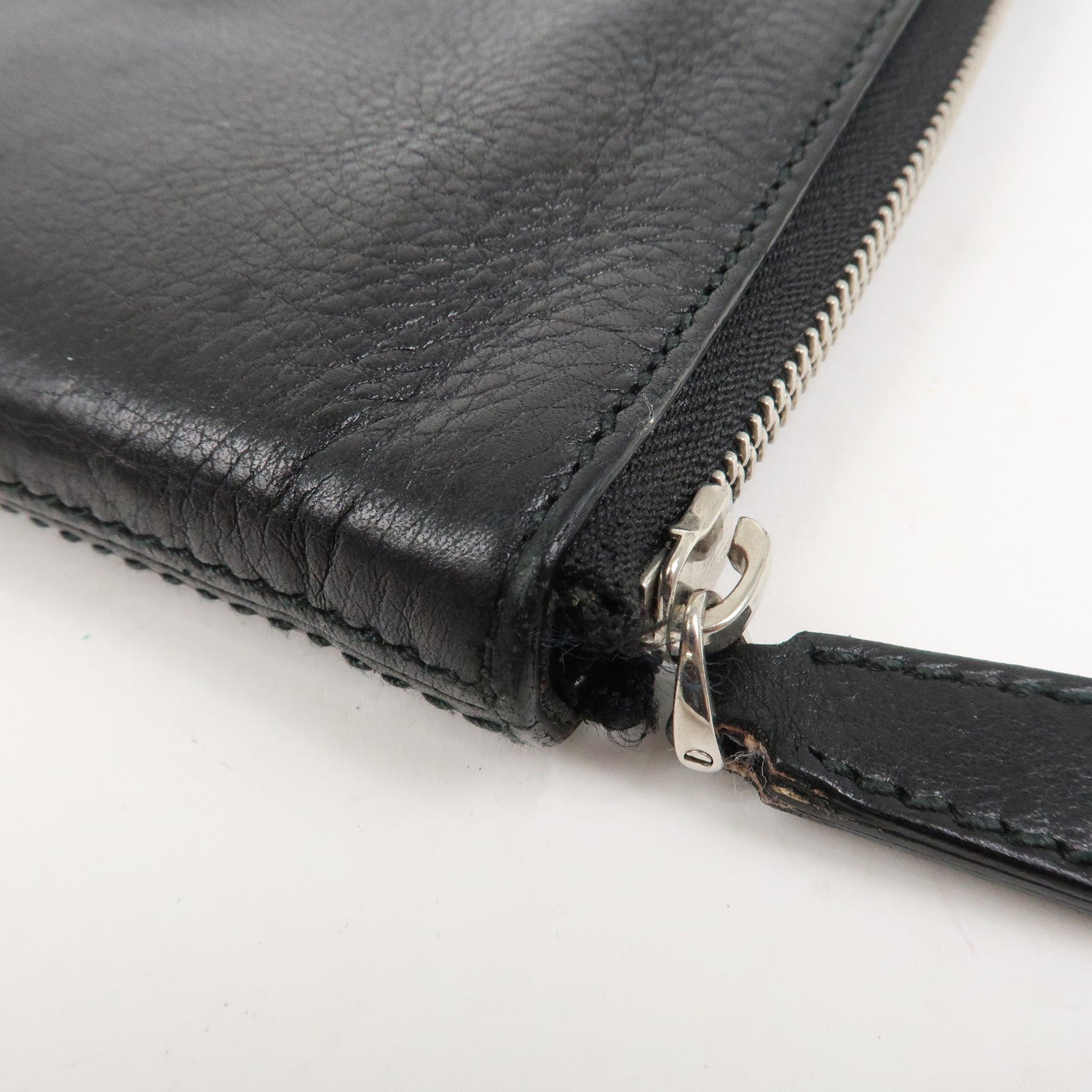 BVLGARI Logo Leather Clutch Bag Black