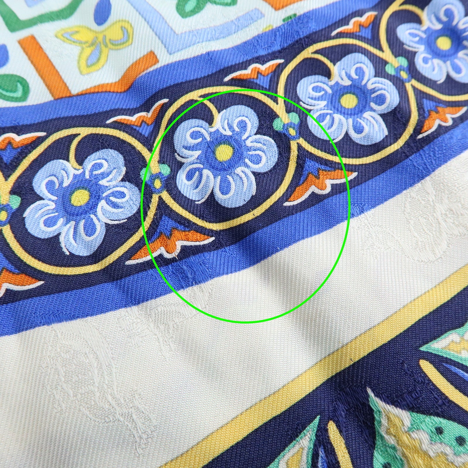HERMES Carre 90 Silk 100% CIELS BYZANTINS Scarf Blue Gold