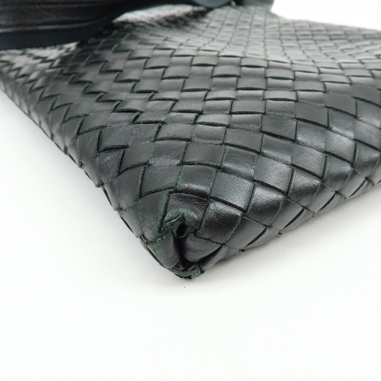 BOTTEGA VENETA Intrecciato Leather Shoulder Bag Black 172736