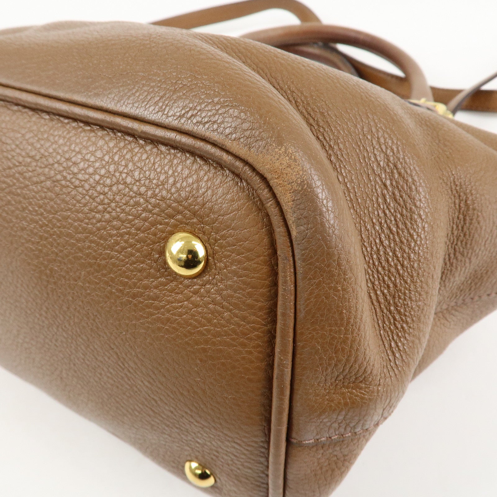 MIU MIU Vitello Phenix Leather Shoulder Bag Hand Bag Brown RN0886 Used