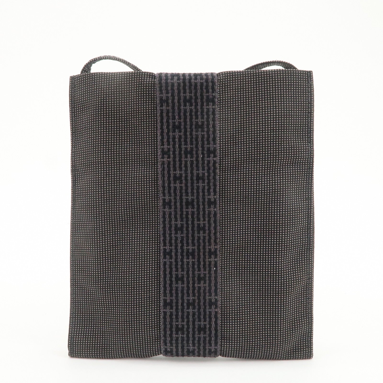 HERMES Herline Herbag Canvas Shoulder Bag Crossbody Bag Black