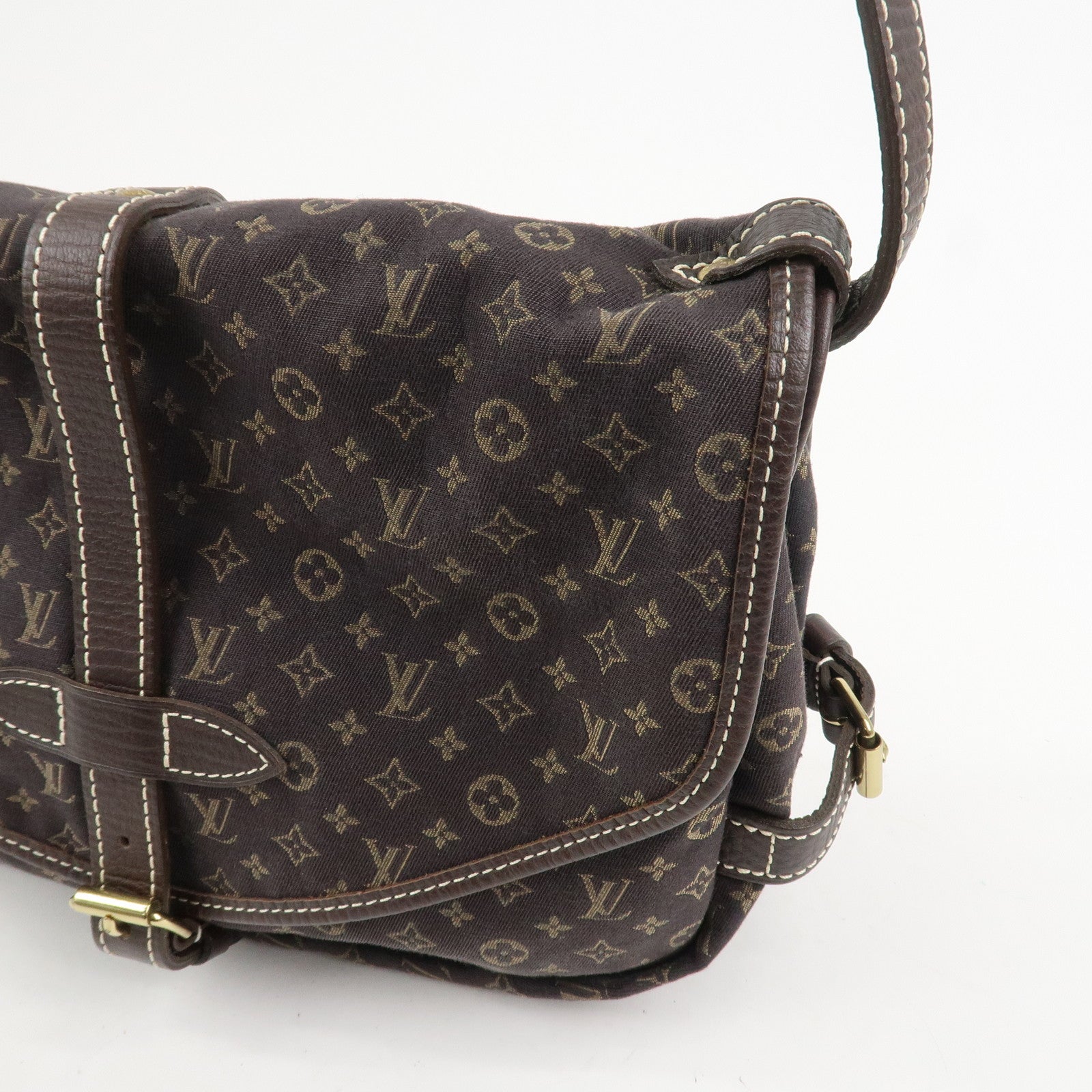 Louis Vuitton Monogram Mini Lin Saumur 30 Shoulder Bag Brown M95227