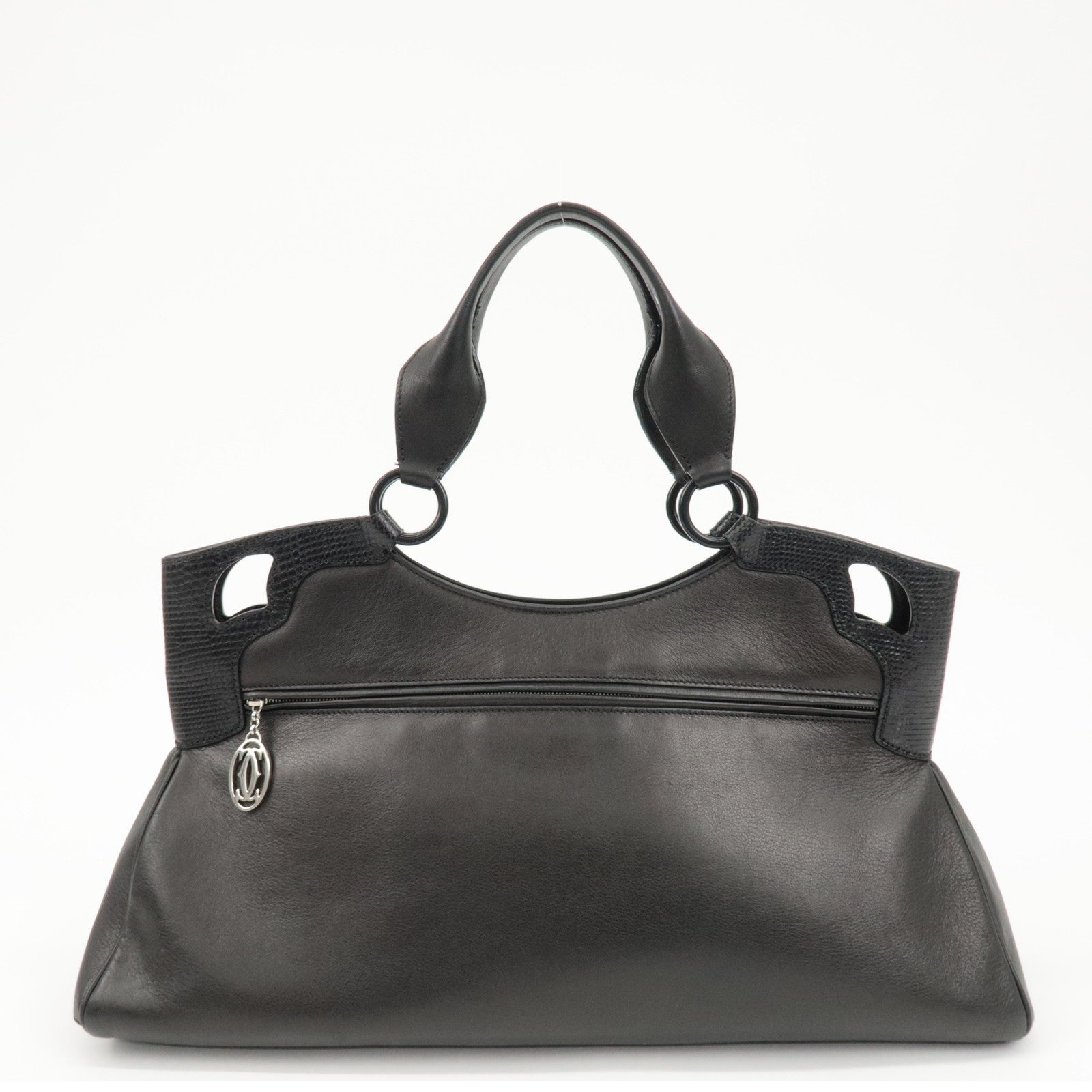 Cartier Must Line Leather Marcello Hand Bag Black Used