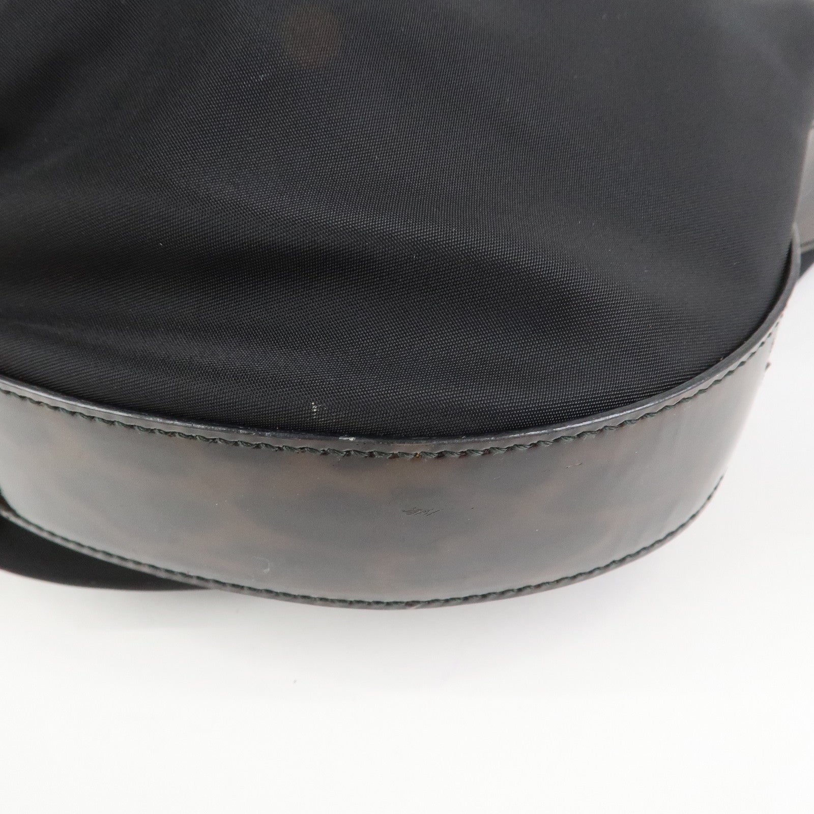 Ferragamo Nylon Patent Leather Shoulder Bag Hand Bag Leopard Black