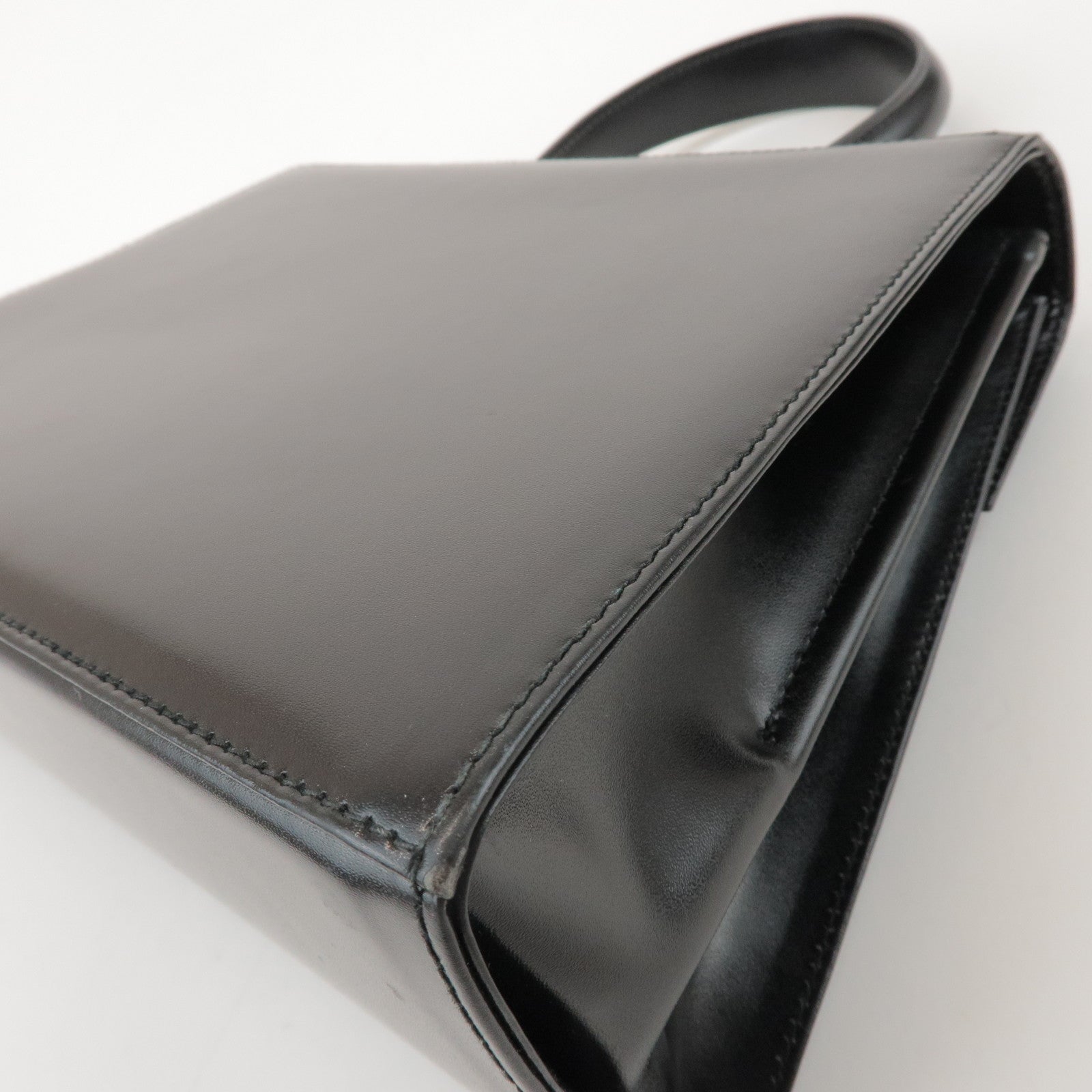 Ferragamo Gancini Calf Leather 2Way Bag Hand Shoulder Bag Black