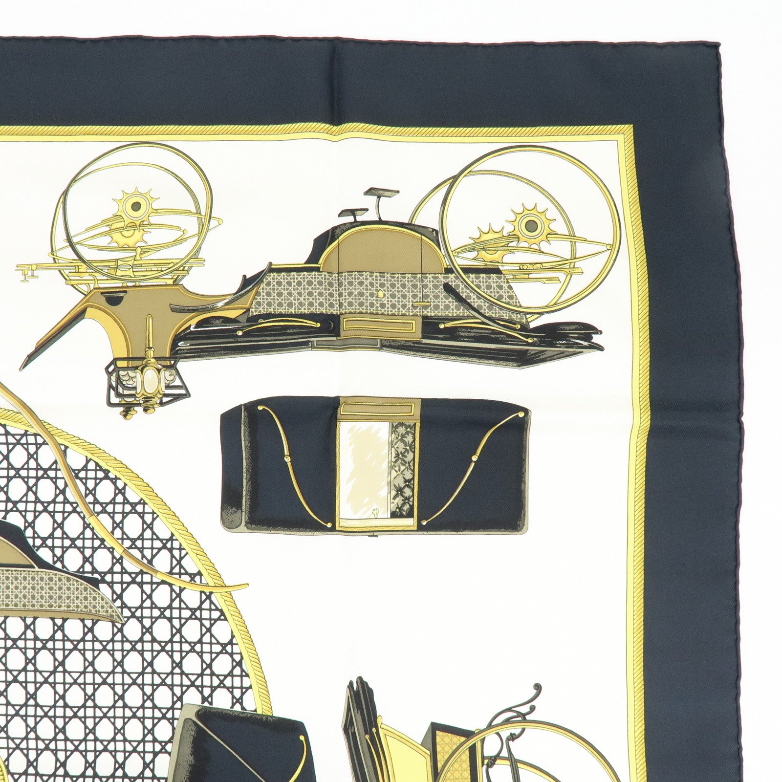HERMES Carre 90 Silk 100% Scarf LES VOITURES A TRANSFORMATION