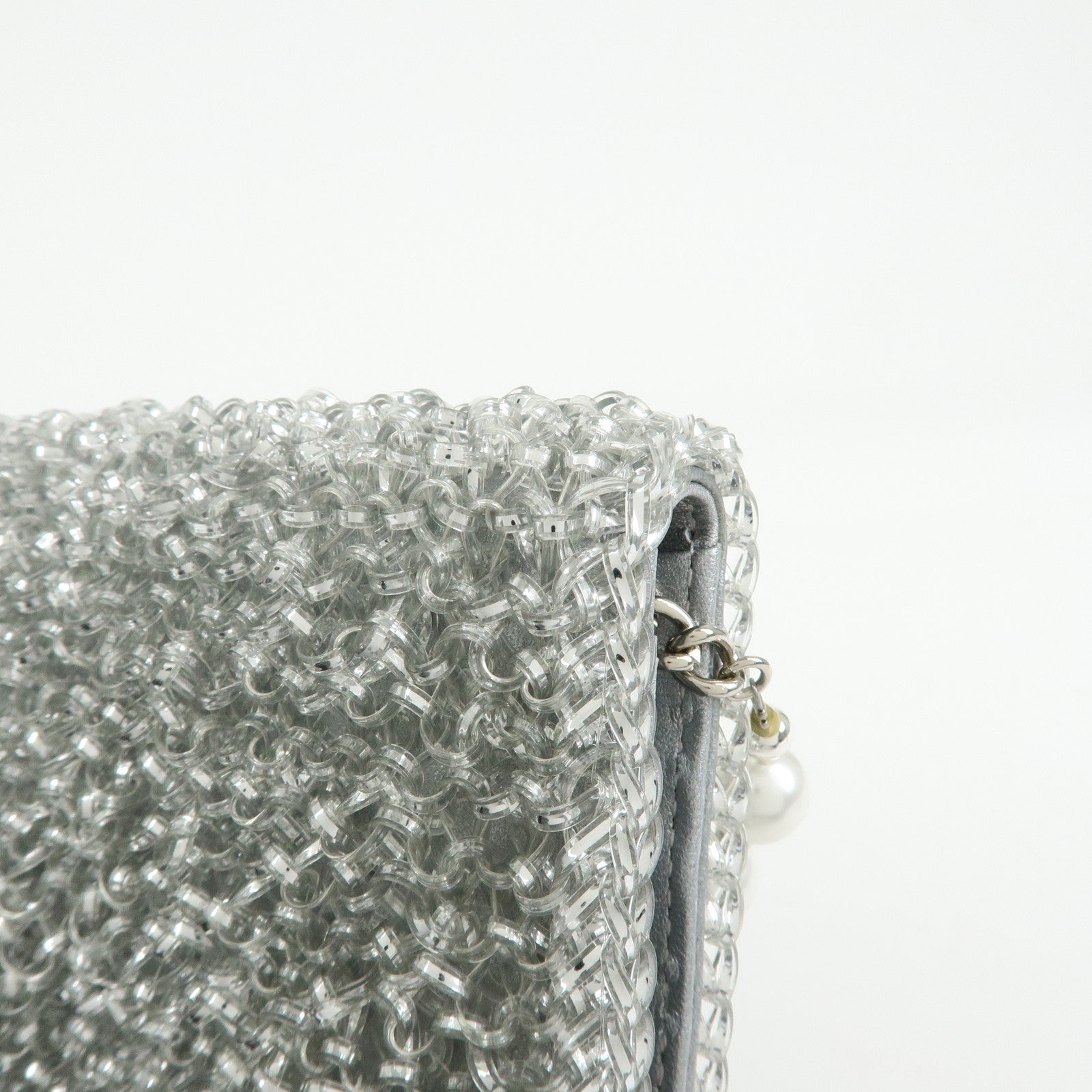 ANTEPRIMA PVC Wire Chain Pearl Hand Bag Long Wallet Silver