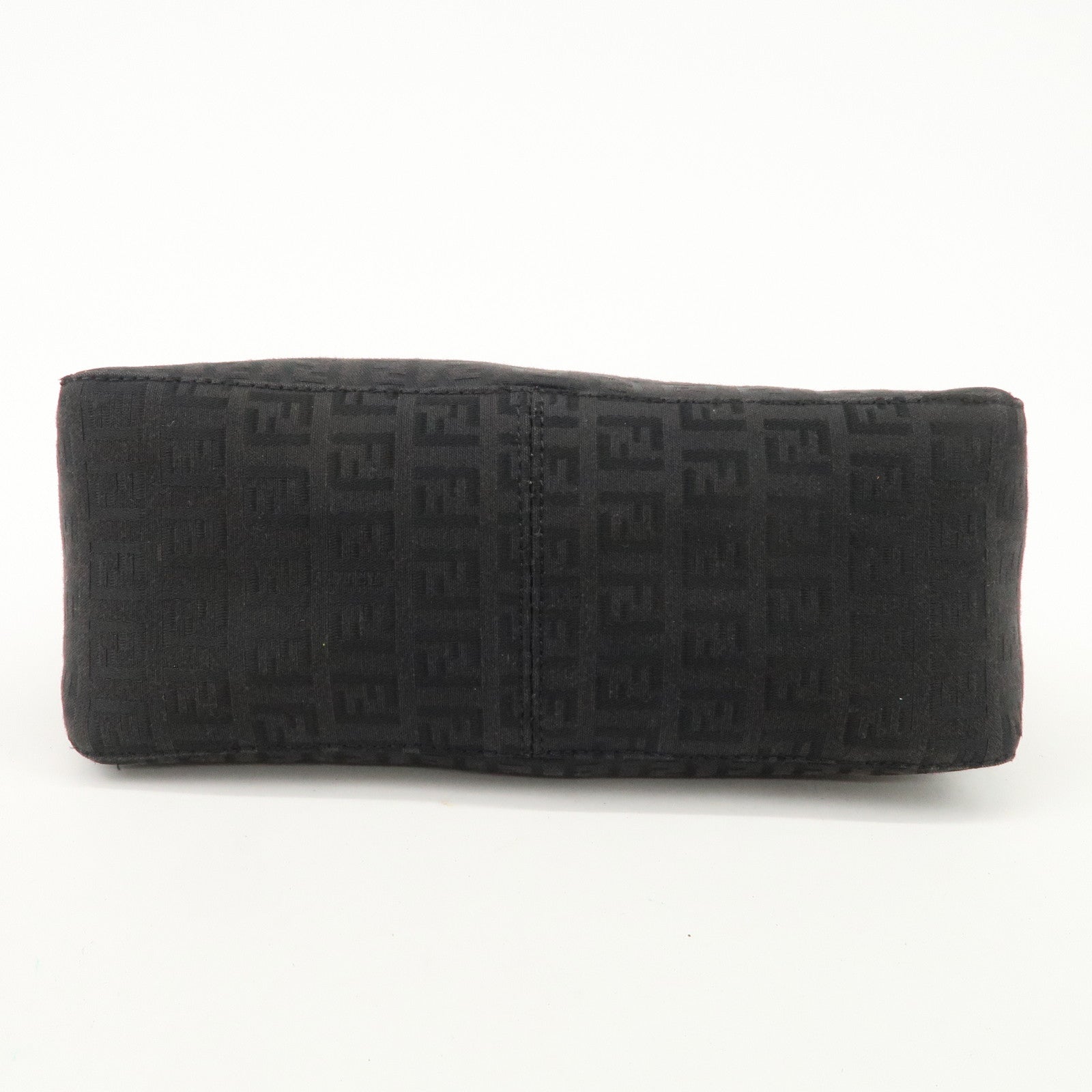 FENDI Zucchino Canvas Leather Shoulder Bag Black Brown 8BR444 Used