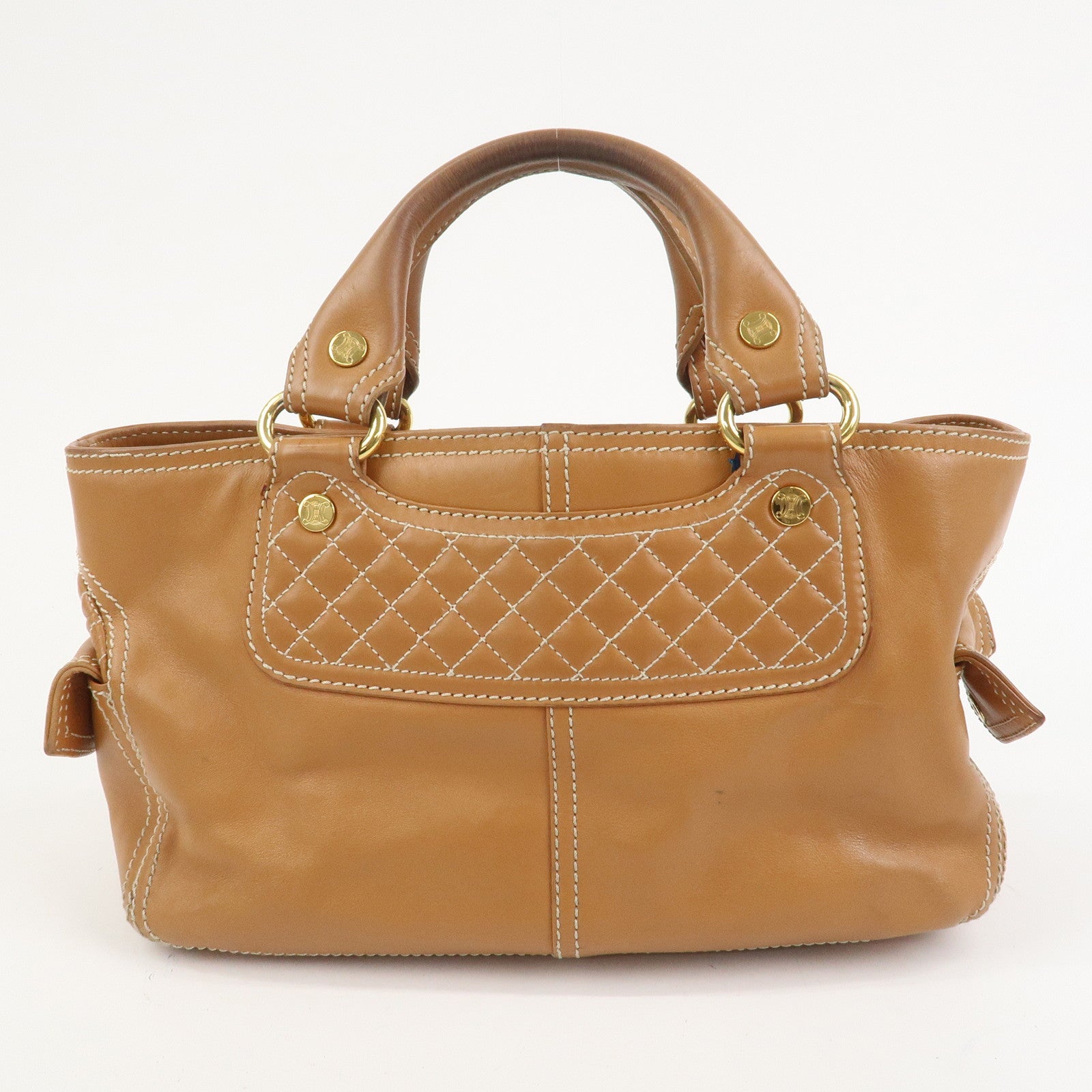 CELINE Macadam Leather Boogie Bag Hand Bag Tote Bag Brown