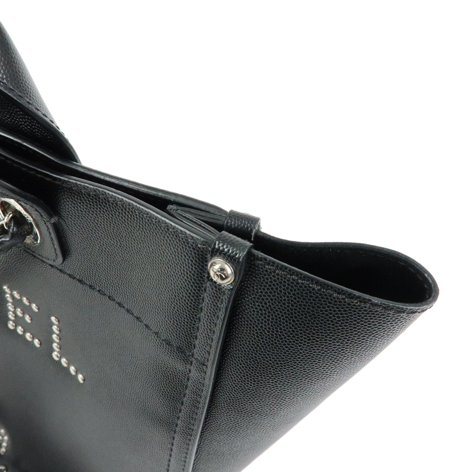 CHANEL Deauville MM Caviarskin 2Way Bag Shoulder Bag Black A57069