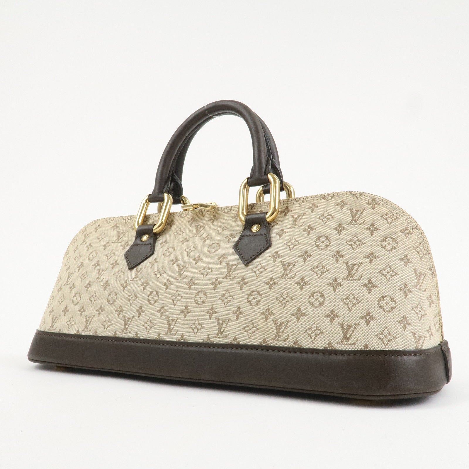 Louis Vuitton Monogram Mini Leather Canvas Hand Bag Khaki M92205 Used