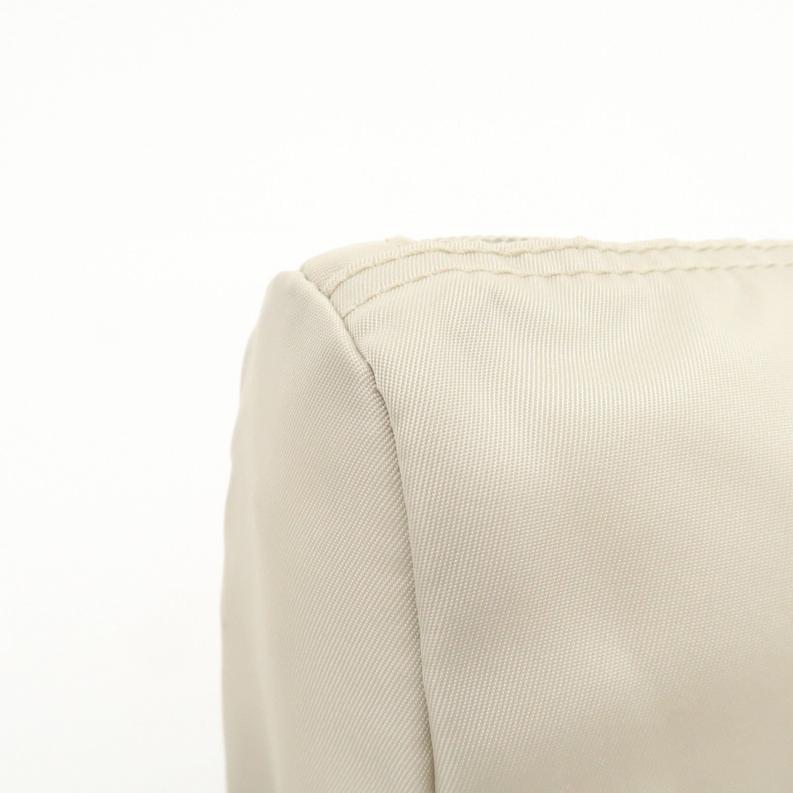 PRADA Triangle Logo Nylon Cosmetic Pouch Makeup Bag Ivory 1NA012