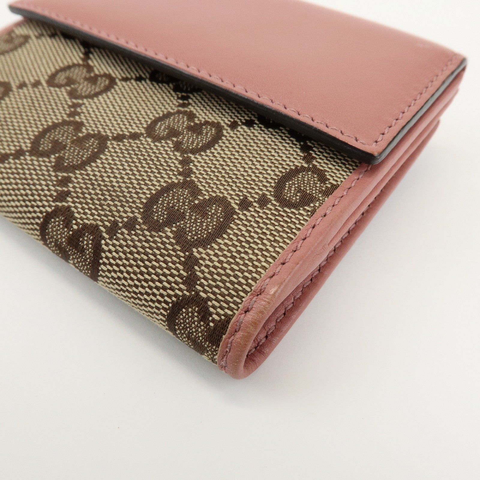 GUCCI Lovely Heart GG Monogram Canvas Leather Compact Wallet 203548