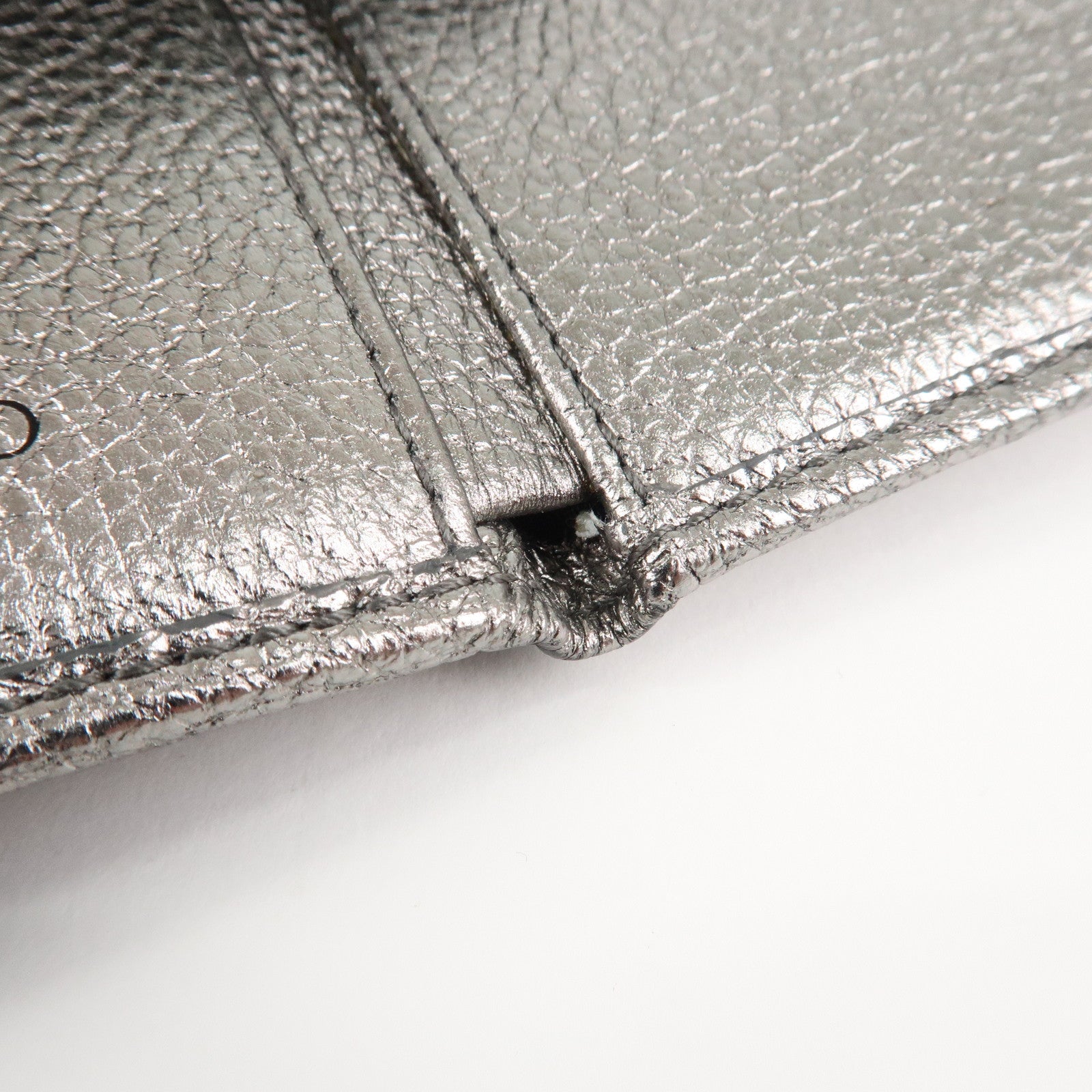 JIMMY CHOO 202 NEMO Studs Leather Compact Wallet Silver Used