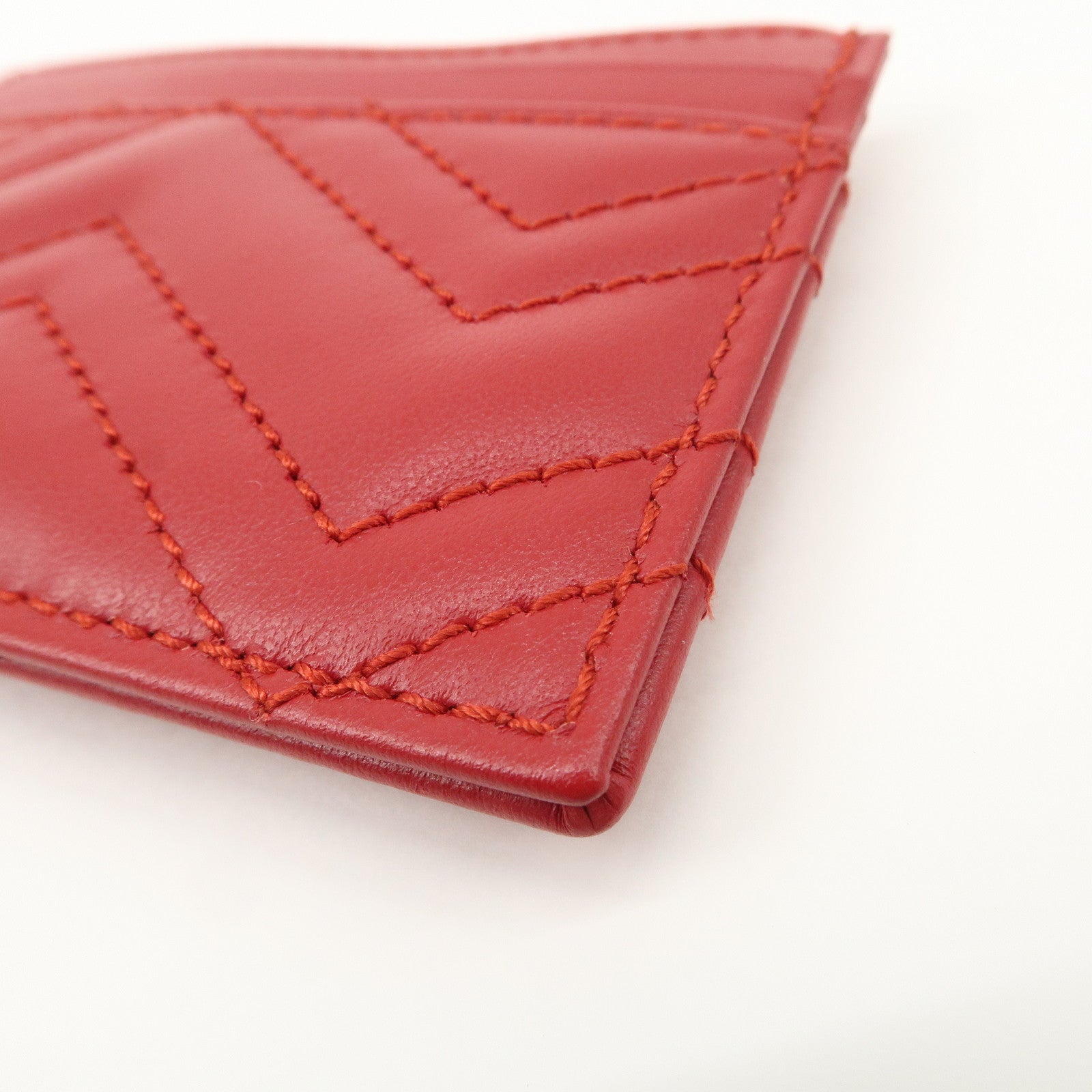 GUCCI GG Marmont Leather Card Case Red Gold Hardware 443127