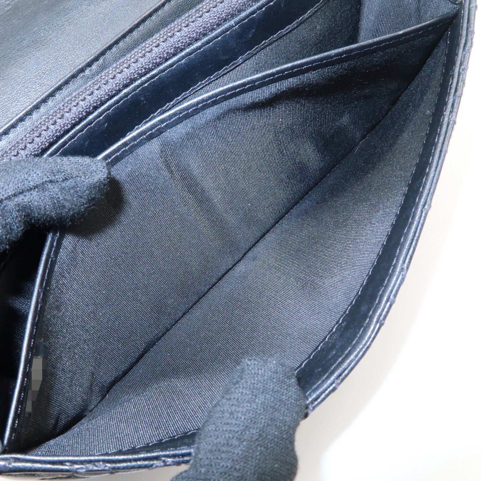 CHANEL Camelia No.5 COCO Mark Lamb Skin Bi-fold Long Wallet A70619 Used