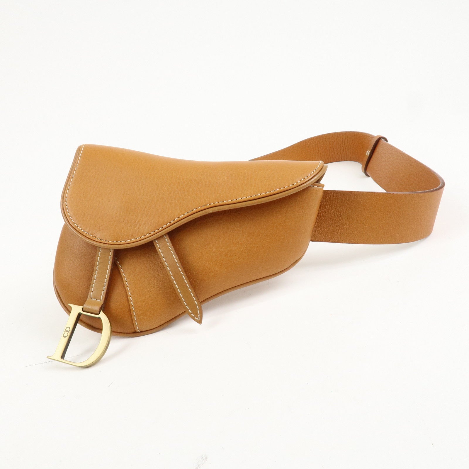 Christian Dior Saddle Leather Waist Bag Crossbody Bag Brown
