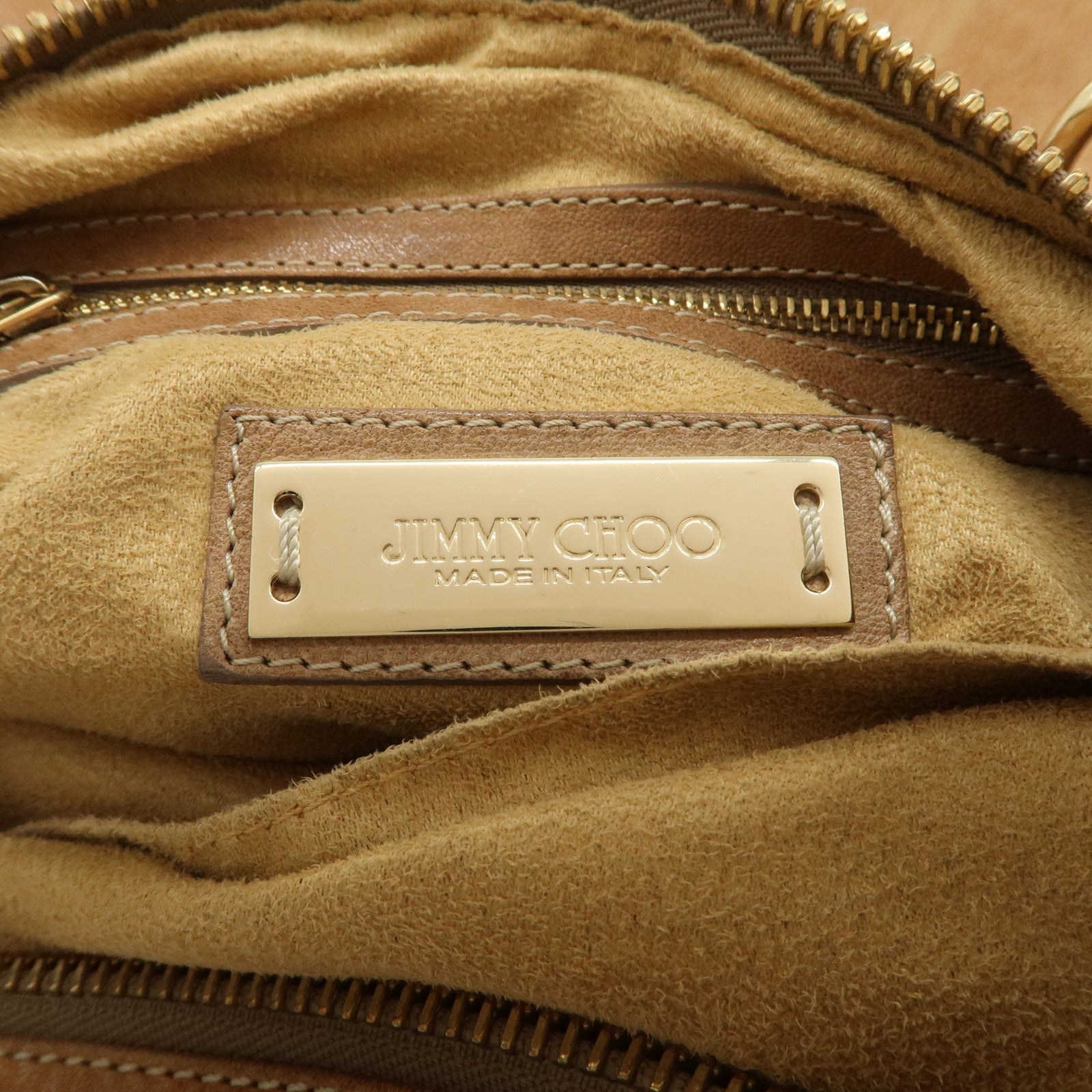 JIMMY CHOO Sky Bag Leather Shoulder Bag Hand Bag Brown