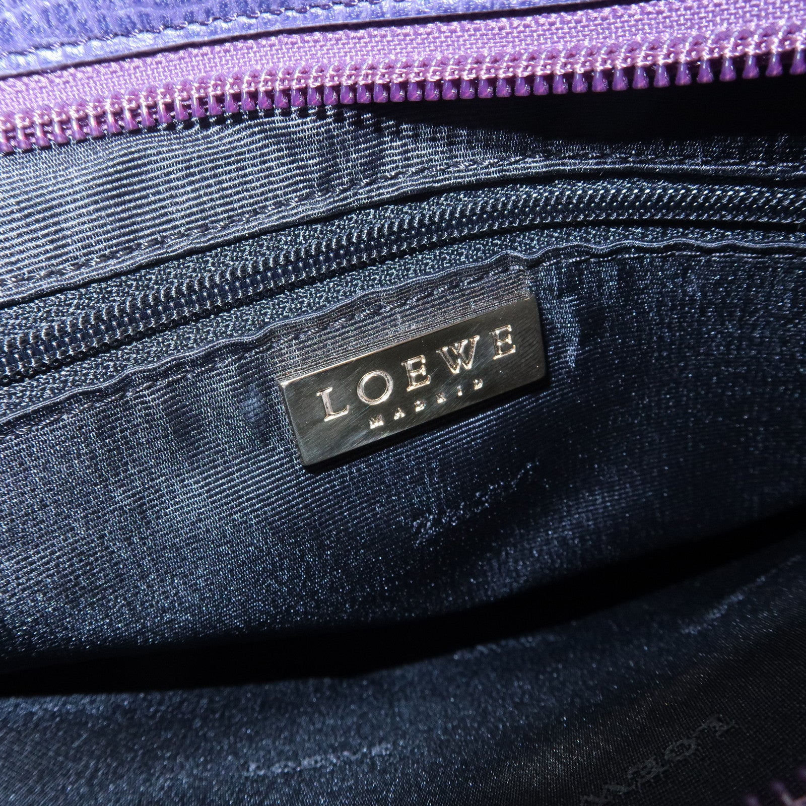 LOEWE Leather Shoulder Bag Hand Bag Purple