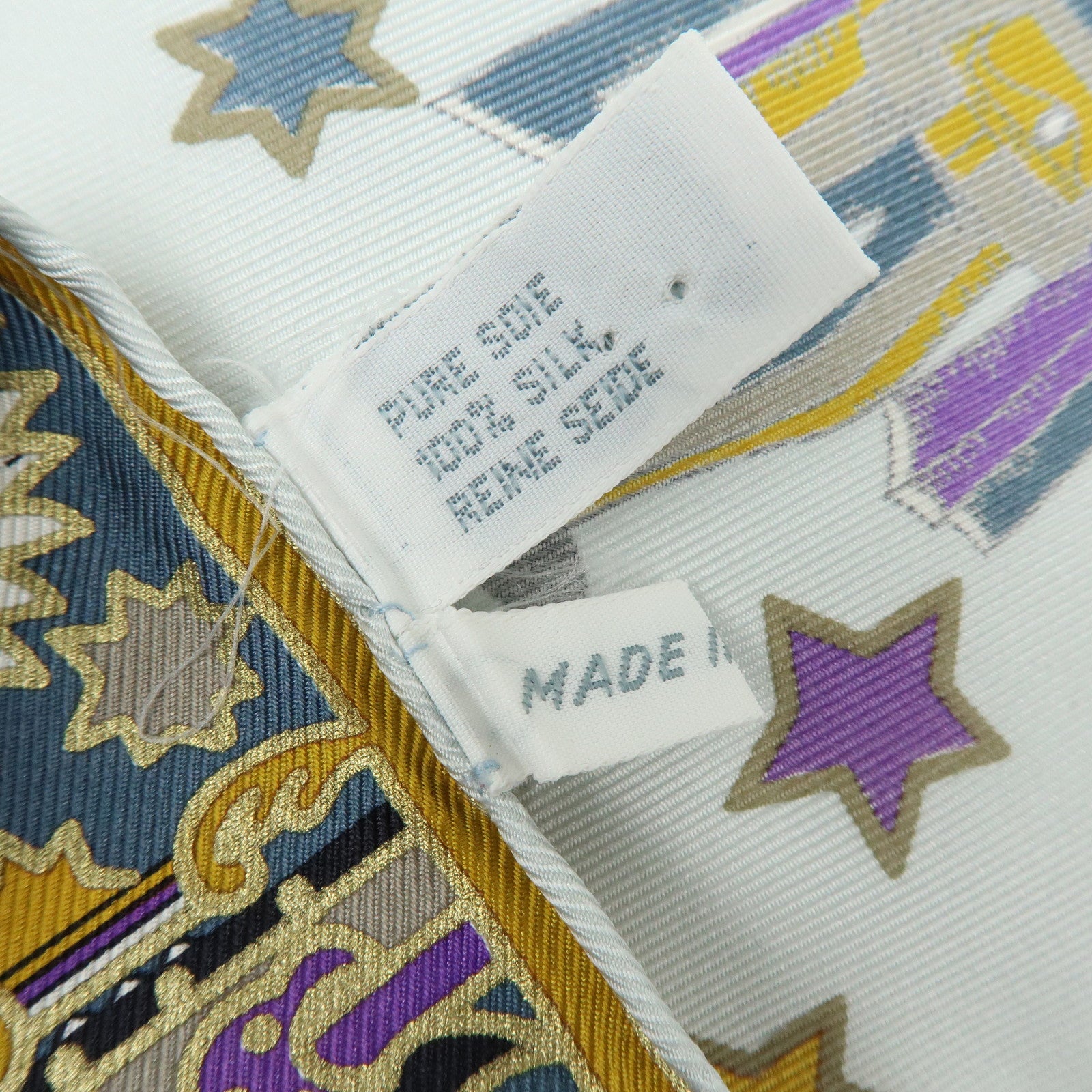 Christian Dior Silk 100% Scarf Celestial Star Motif Light Blue