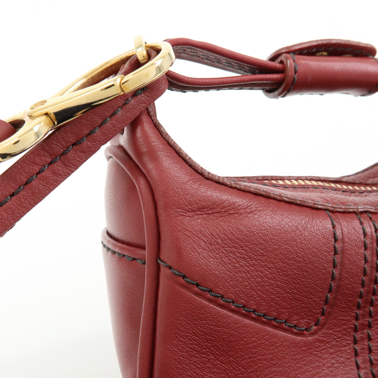 TOD’S Miky Leather Bag Charm Key Charm Key Holder Wine Red
