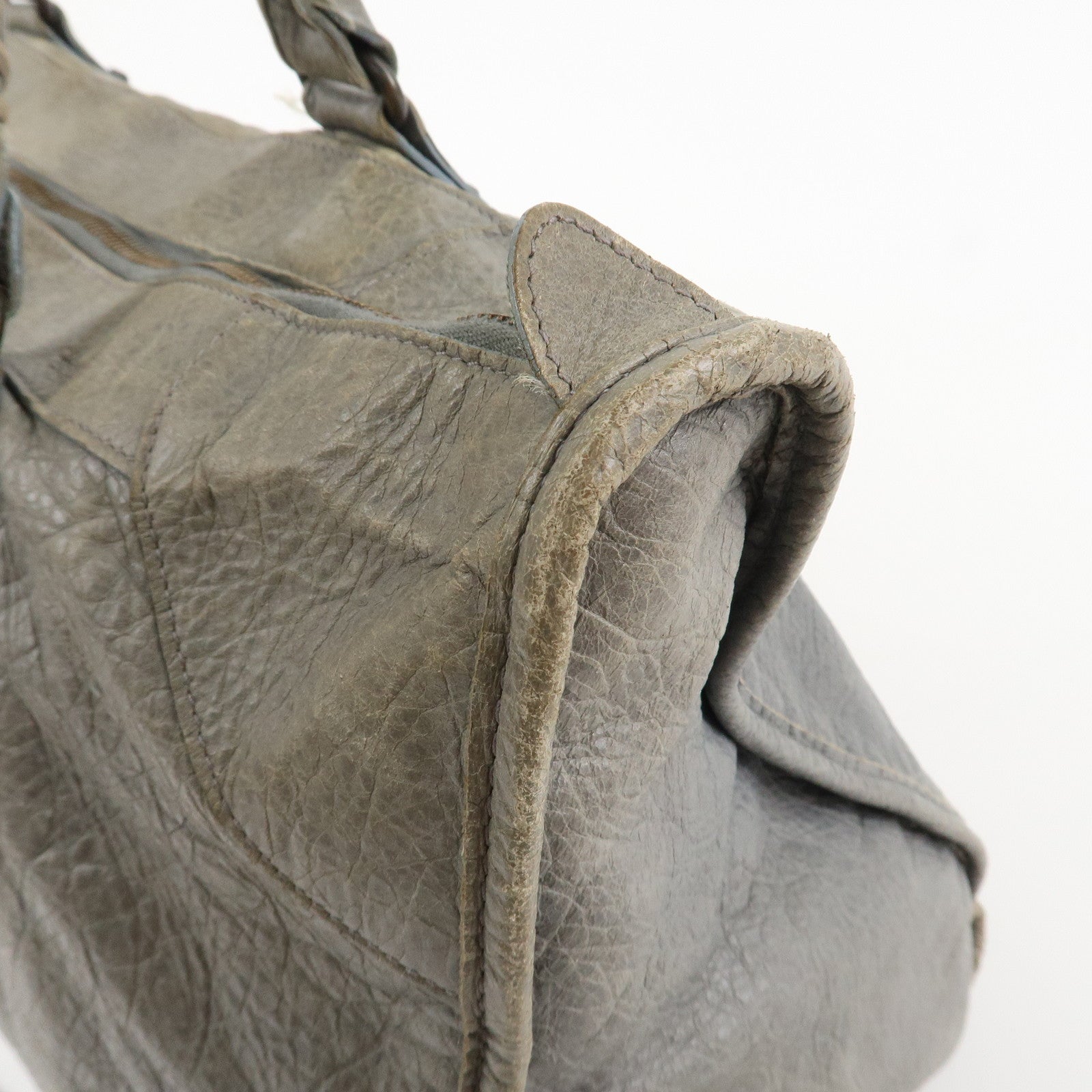 BALENCIAGA The Work Leather Tote Bag Hand Bag Gray Used