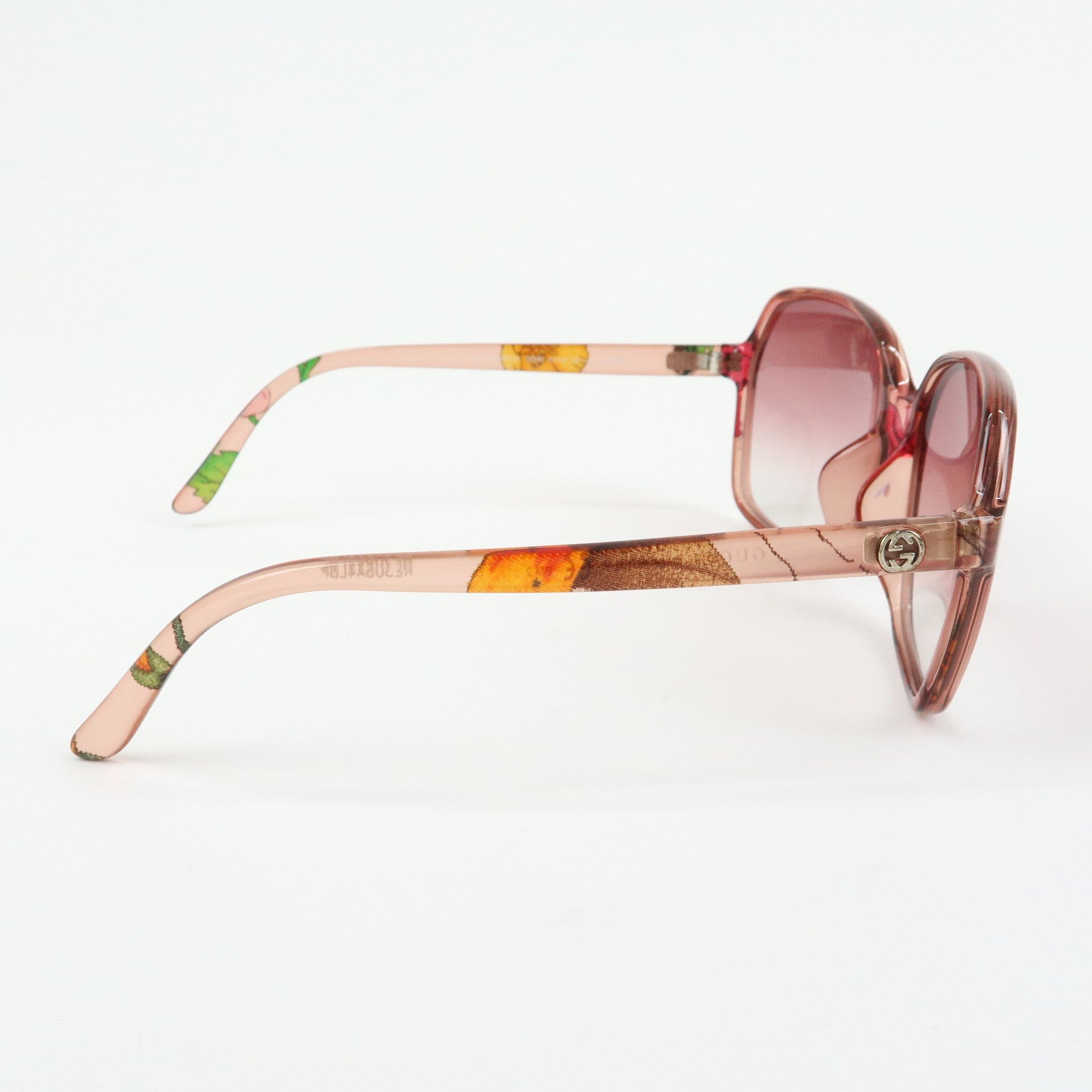 GUCCI Interlocking G Flora Plastic Sunglasses Pink Beige GG3636