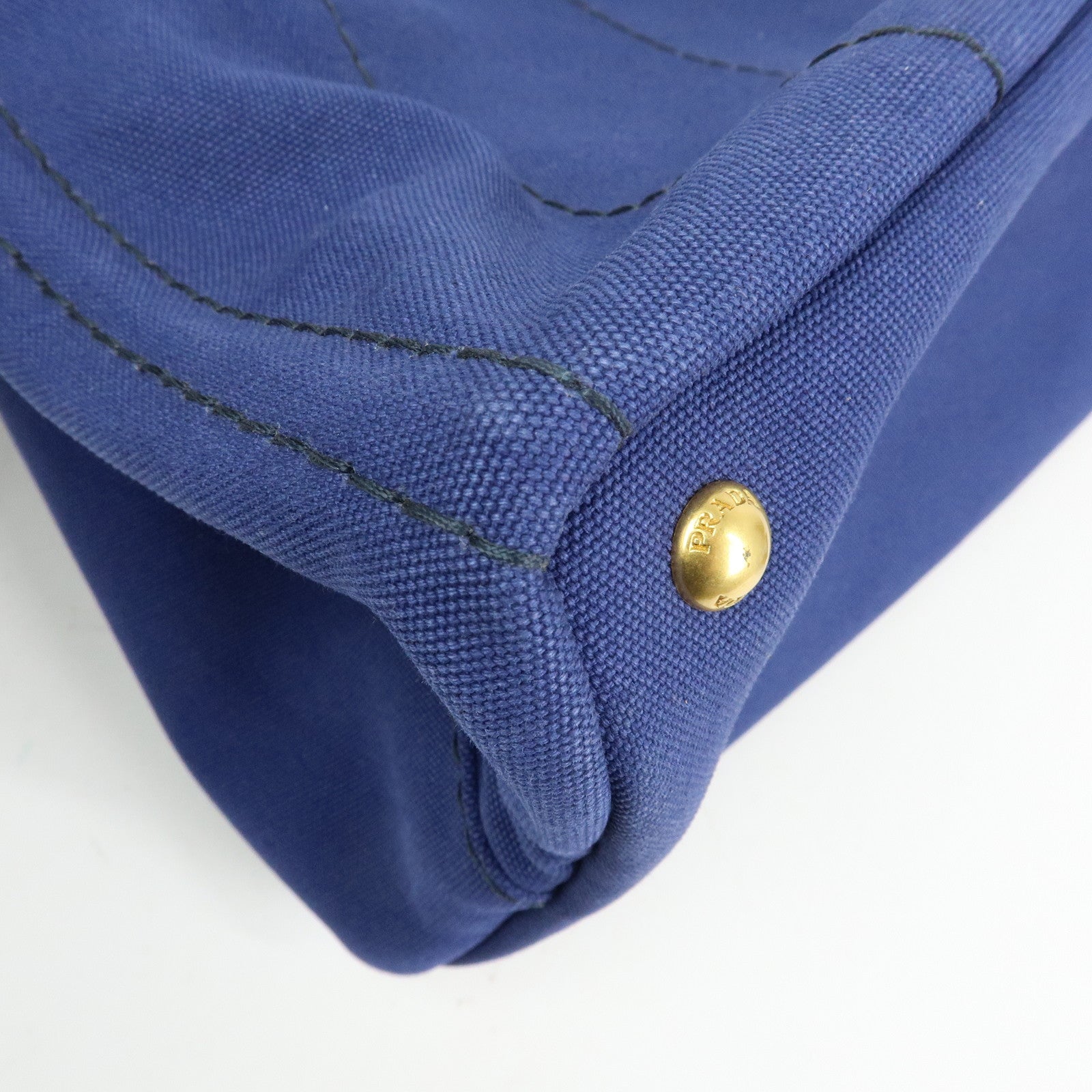 PRADA Triangle Logo Canapa Canvas 2Way Tote Hand Bag Blue BN2642