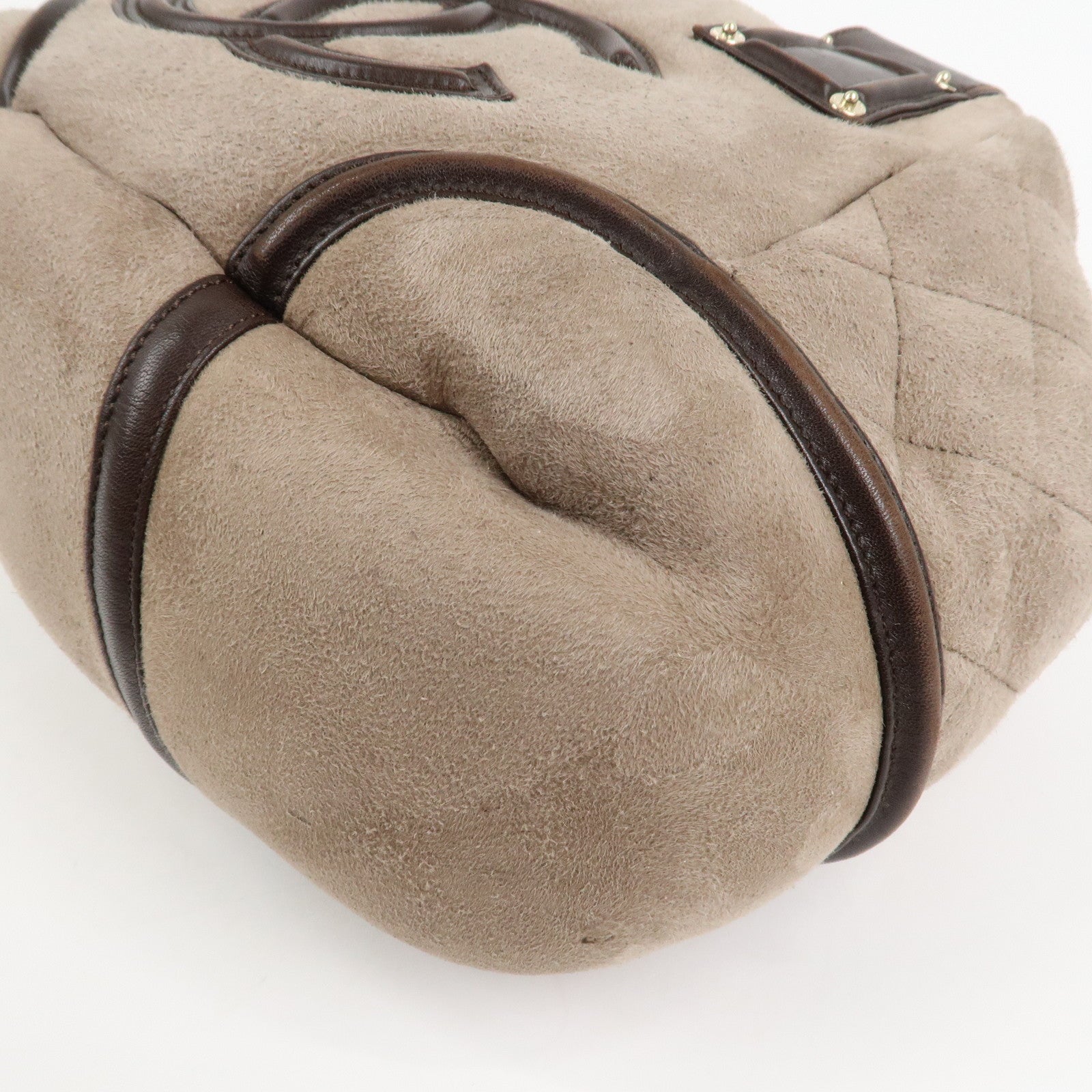 CHANEL COCO Mark Mouton Leather Hand Bag Tote Bag Brown