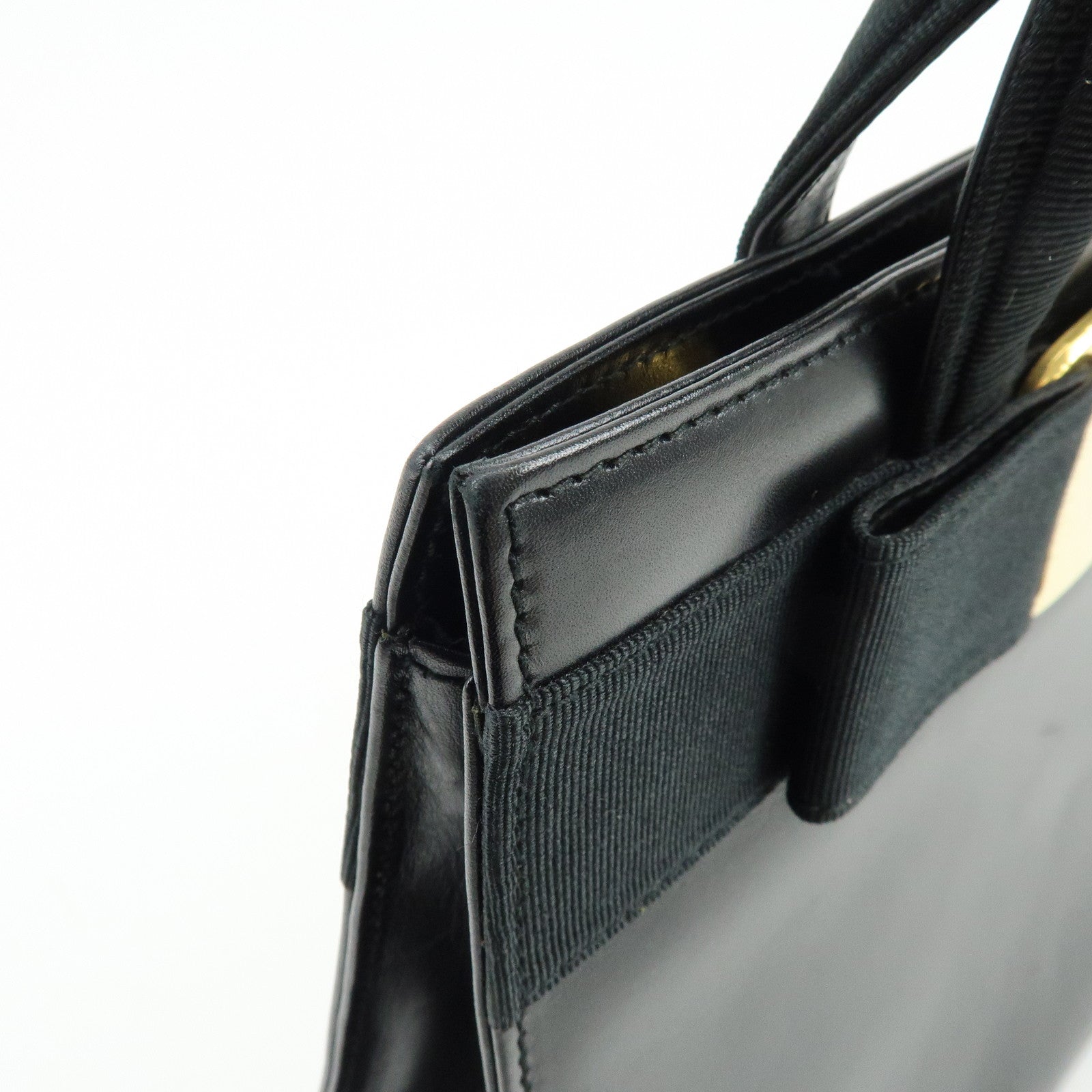 Ferragamo Vara Ribbon Leather Hand Bag Tote Bag Black