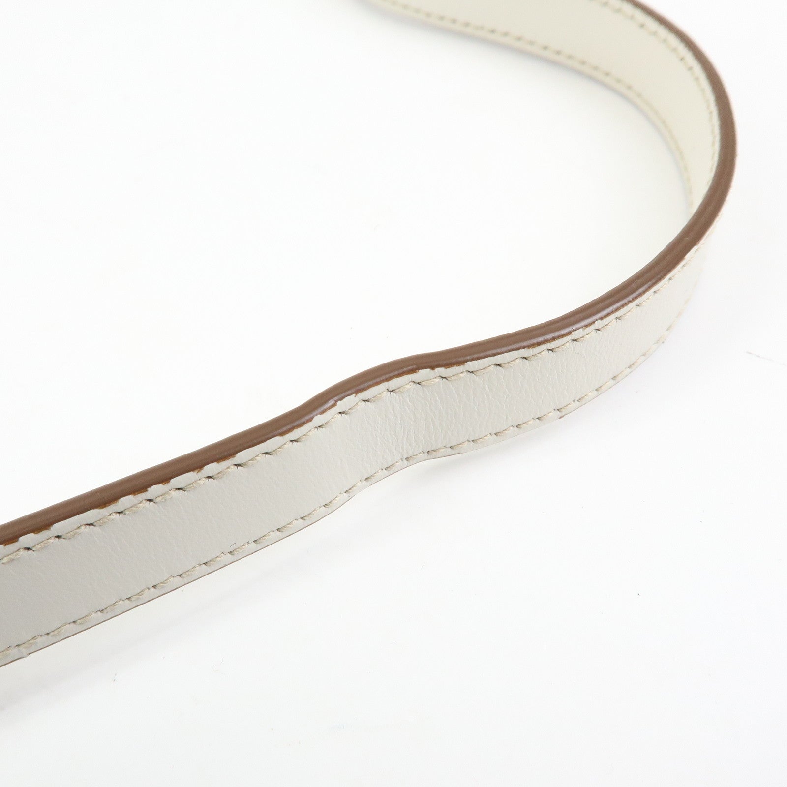 PRADA Logo Jacquard Leather Shoulder Bag Beige White 1BH089