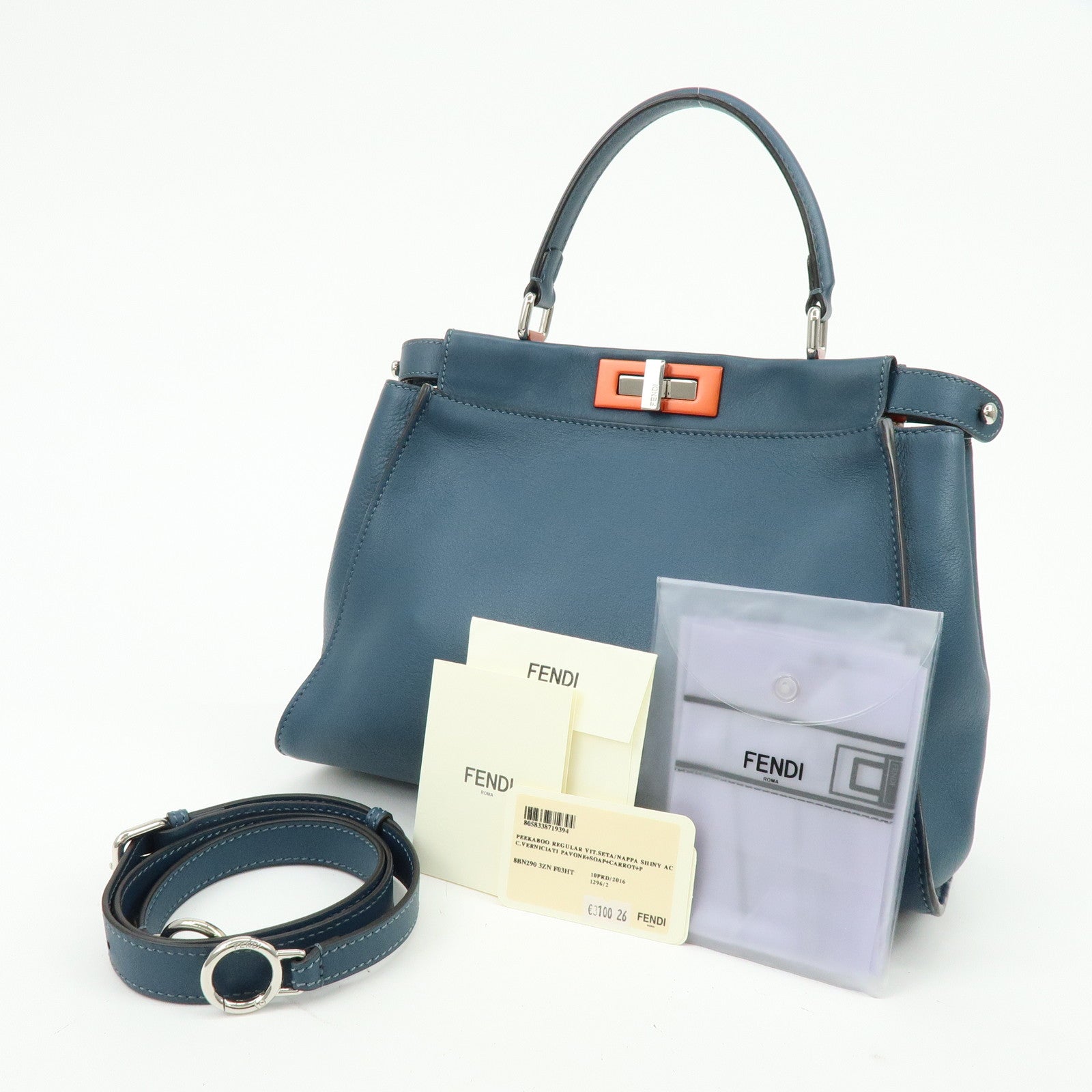 FENDI Peekaboo Calf Leather 2Way Bag Hand Bag Shoulder Bag 8BN290