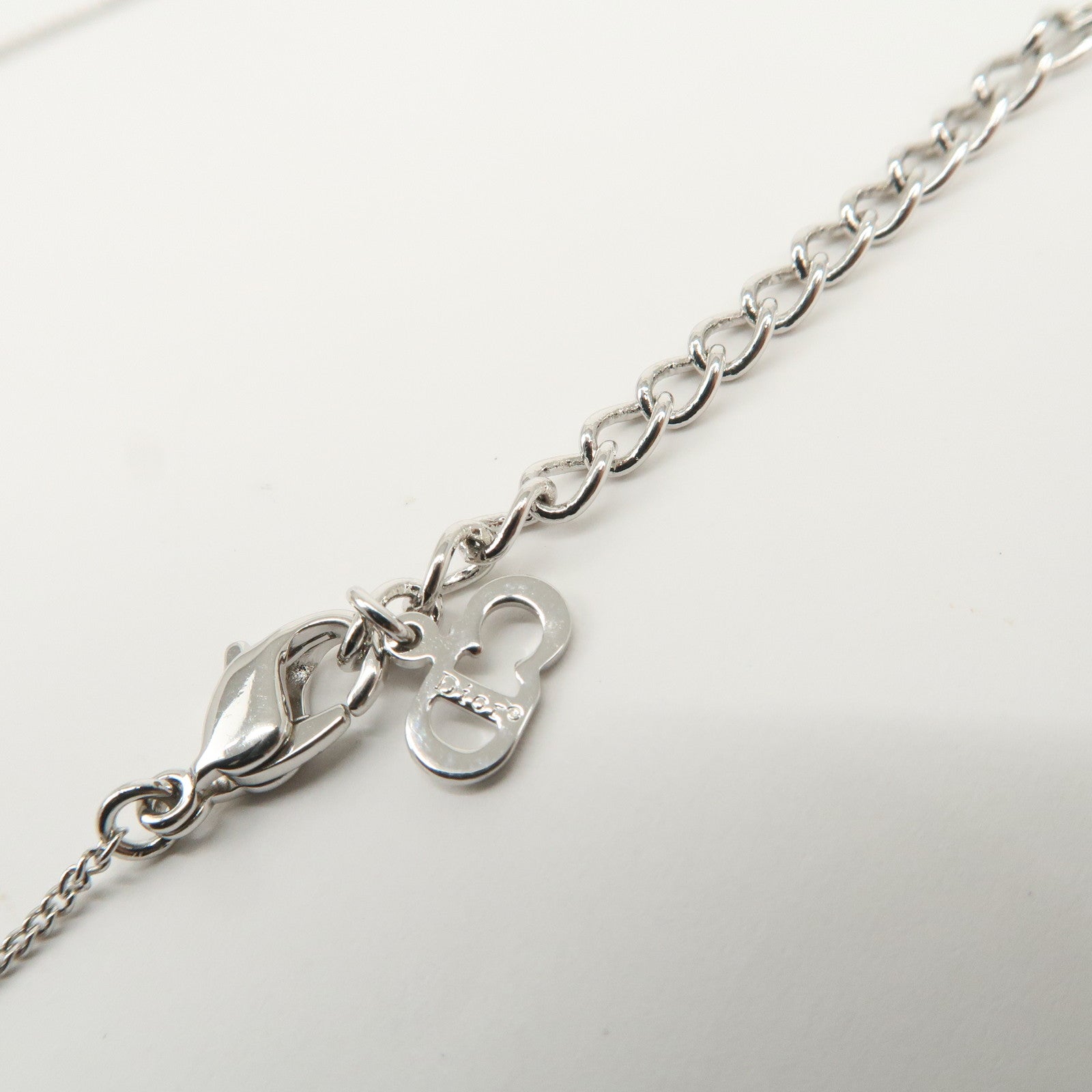 Christian Dior Logo Metal Necklace Choker Silver