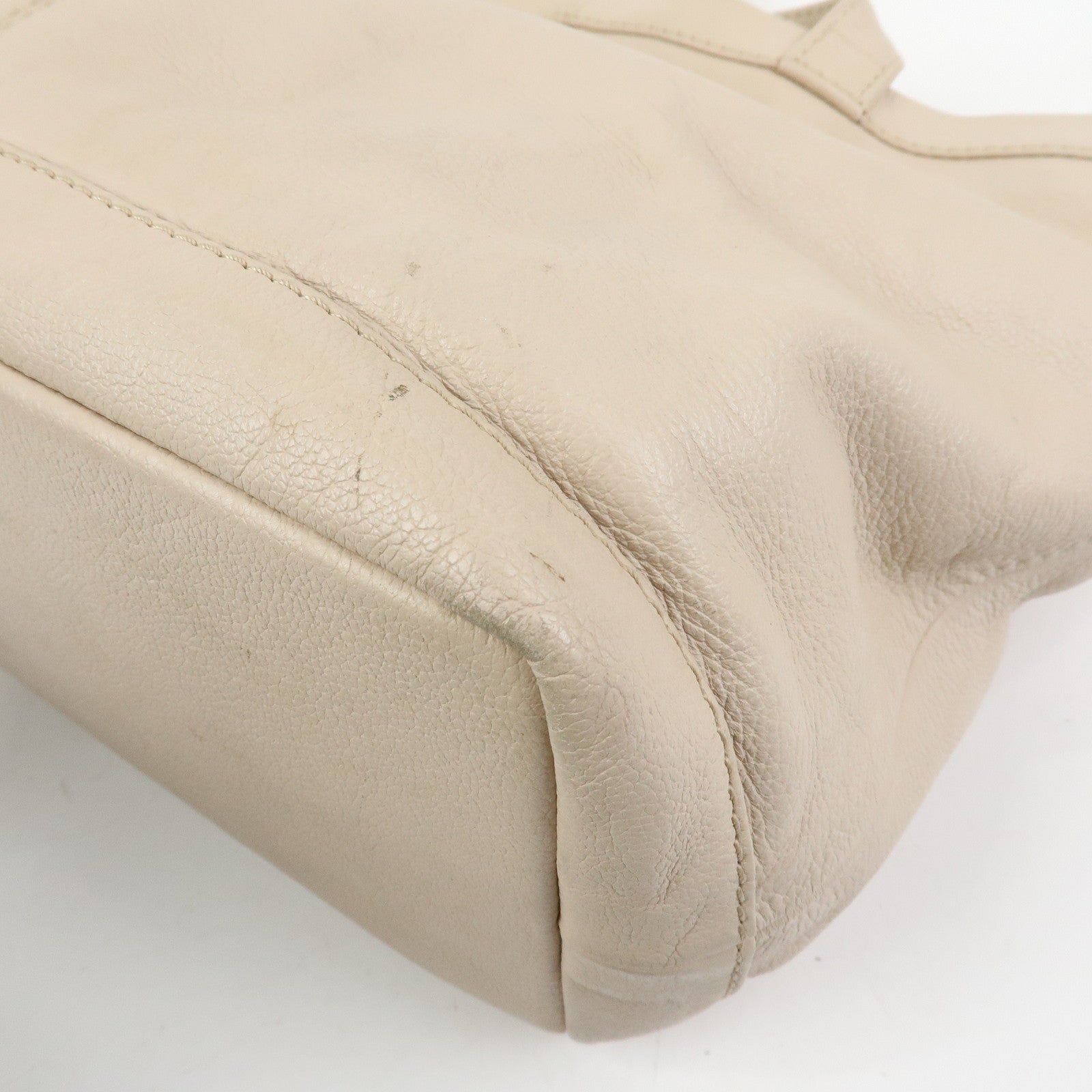 Chloe See by Chole Leather Tote Bag Hand Bag Pouch Beige