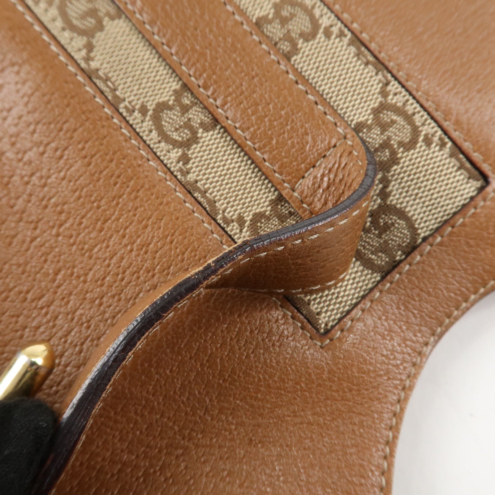 GUCCI New Jackey GG Canvas Leather Shoulder Bag Brown 124407 Used