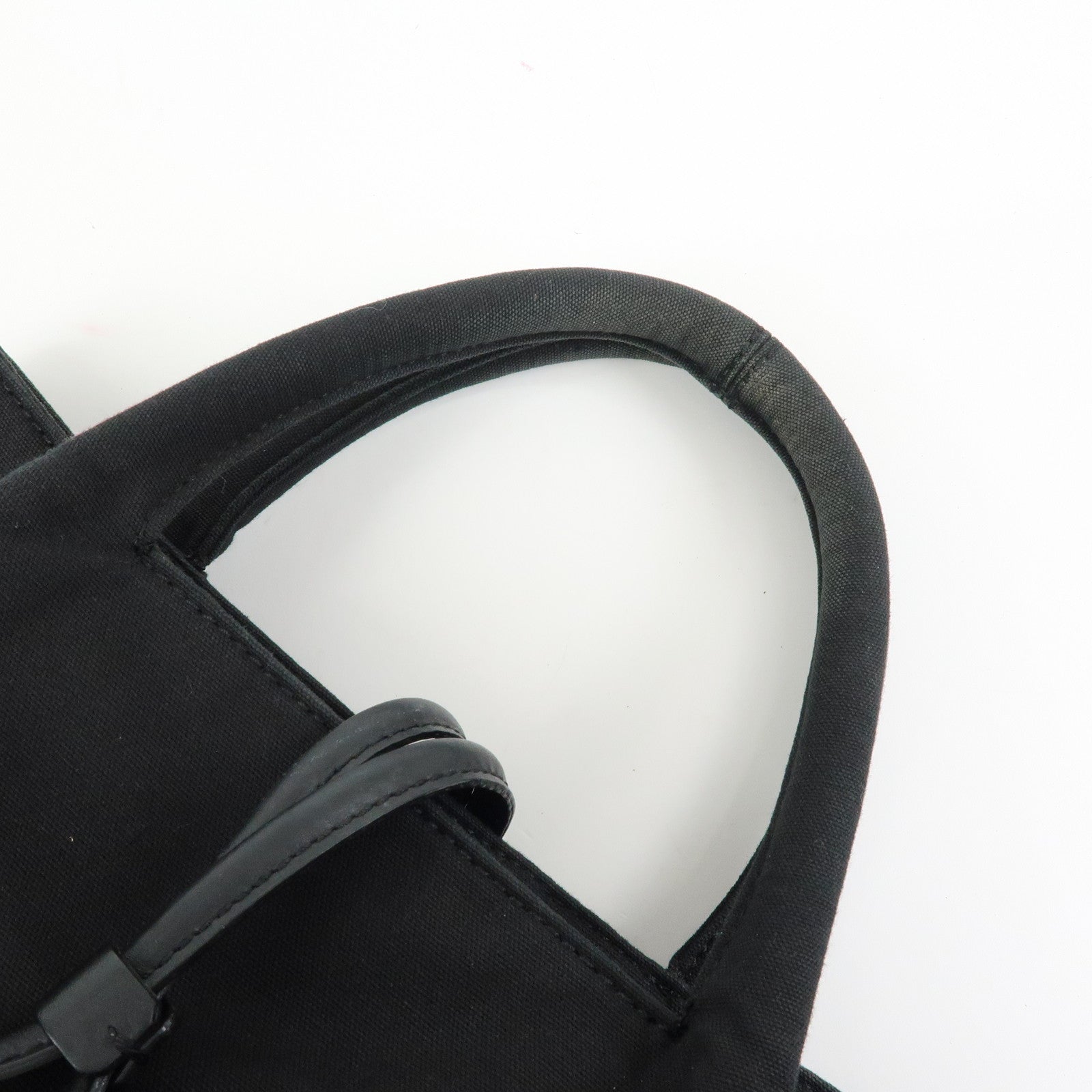 BURBERRY Canvas Leather Tote Bag Hand Bag Plaid Black